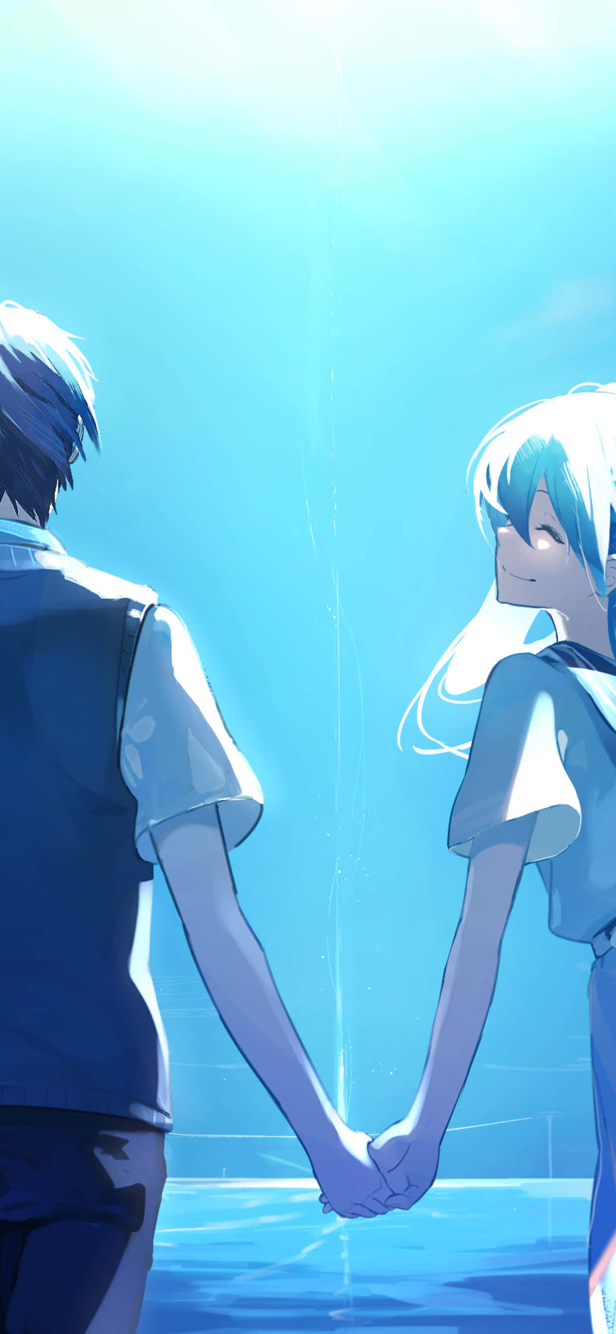 İki anime aşığı arasında sevimli, romantik bir an. Duvar Kağıdı