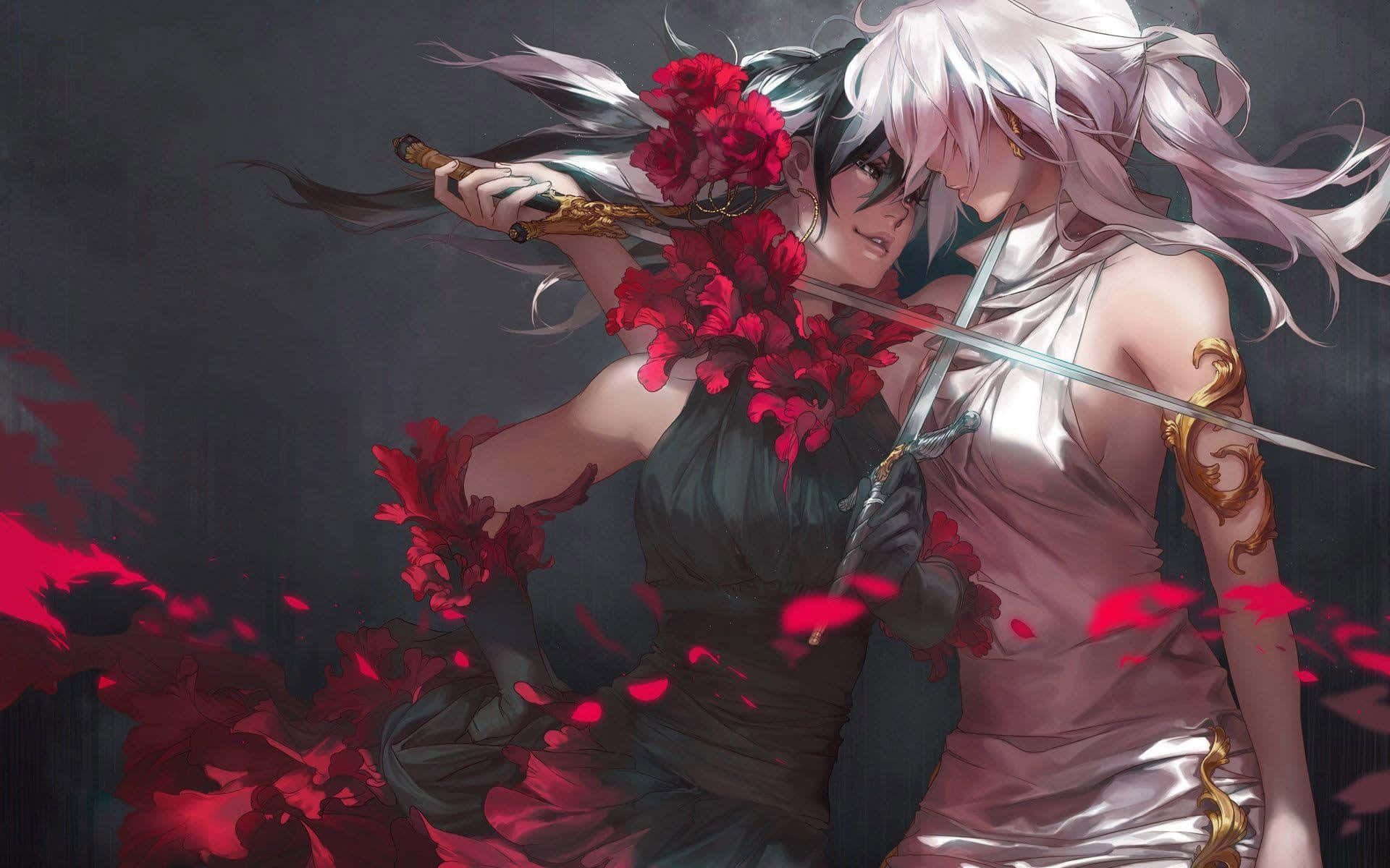 İki anime karakteri nefes kesici bir dövüşe tutuştu! Duvar Kağıdı