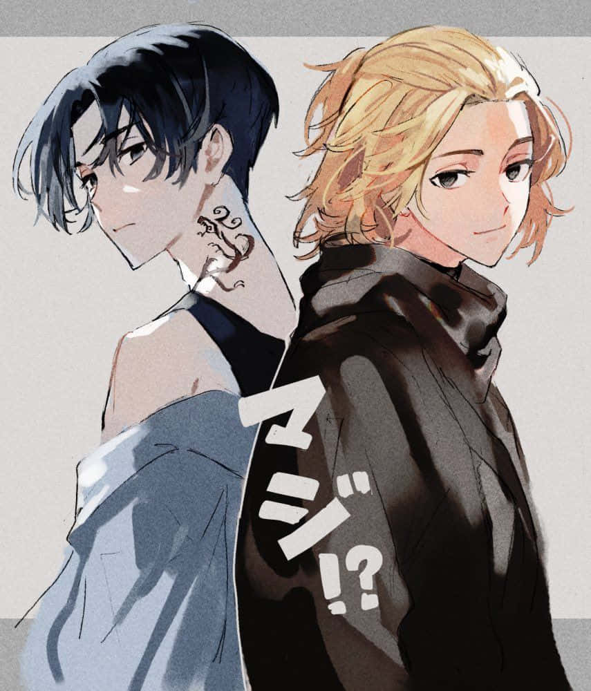 iki anime karakterinin saçları aynı yöne taranmış Duvar Kağıdı