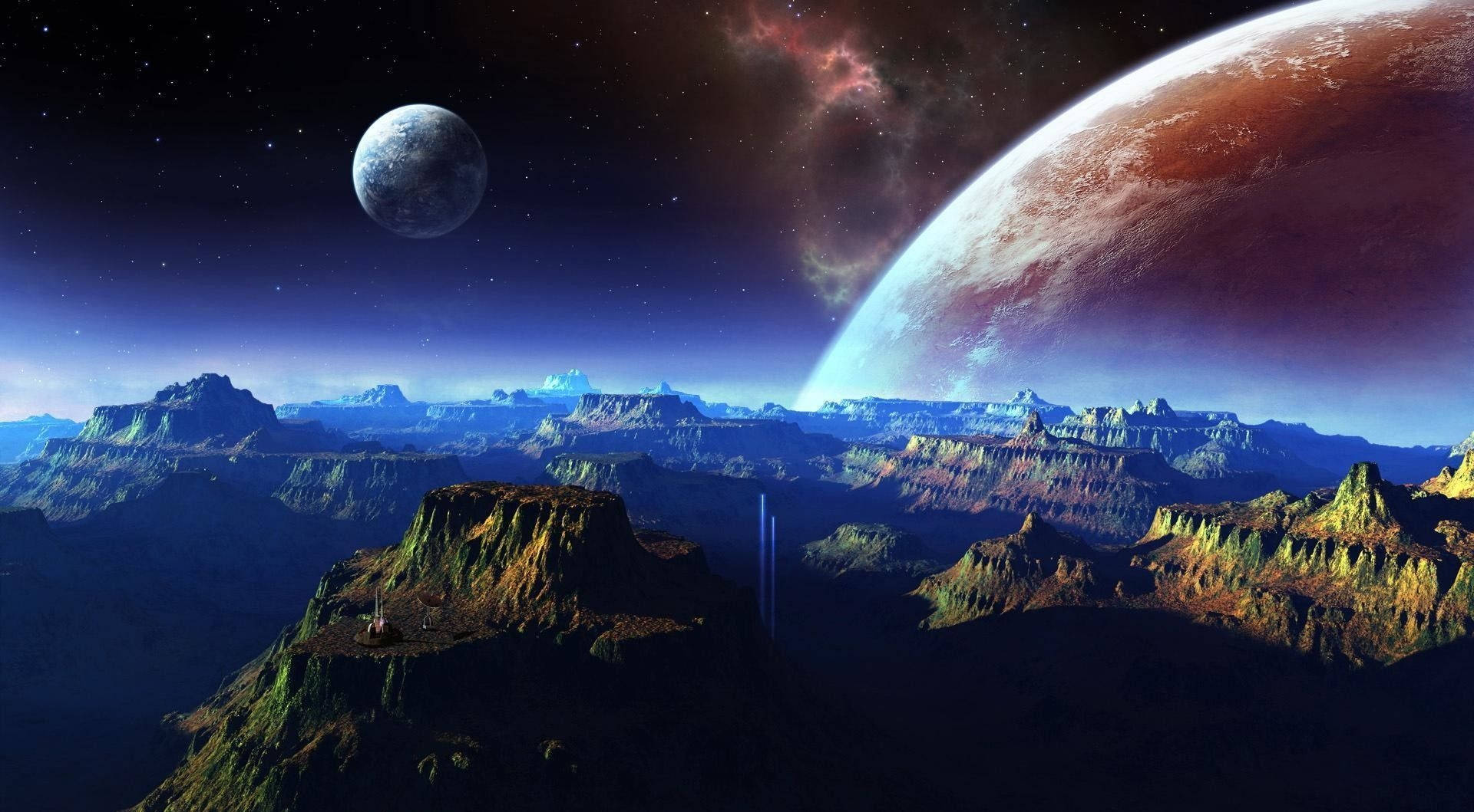 İki Ay 1920x1080 HD Uzay Duvar Kağıdı