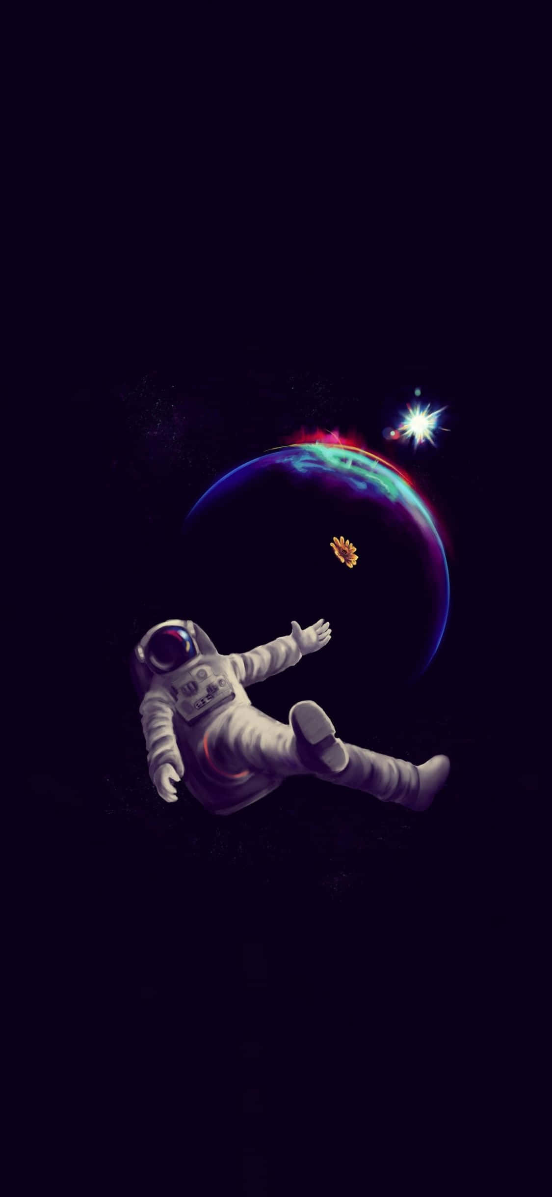 İki dünyanın çarpışmasını temsil eden bu astronot iPhone duvar kağıdı, uzayın sonsuz olanaklarını cebinize getiriyor. Duvar Kağıdı