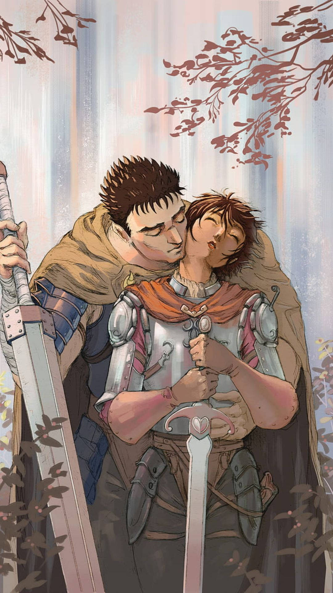 İki Kılıç Ustası Anime Kucaklaşması Duvar Kağıdı