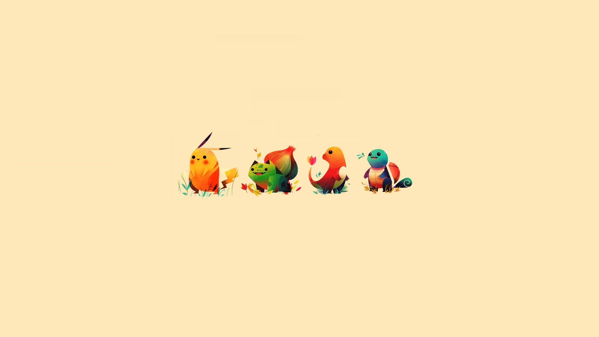 Indie Estetik Dizüstü Bilgisayar Pokemon 1. Nesil Başlangıçlar Duvar Kağıdı