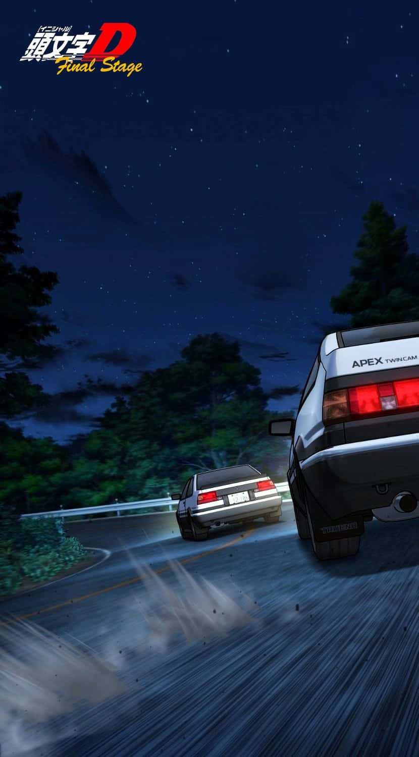 Initial D Telefon Gece Araba Kovalamacası Duvar Kağıdı