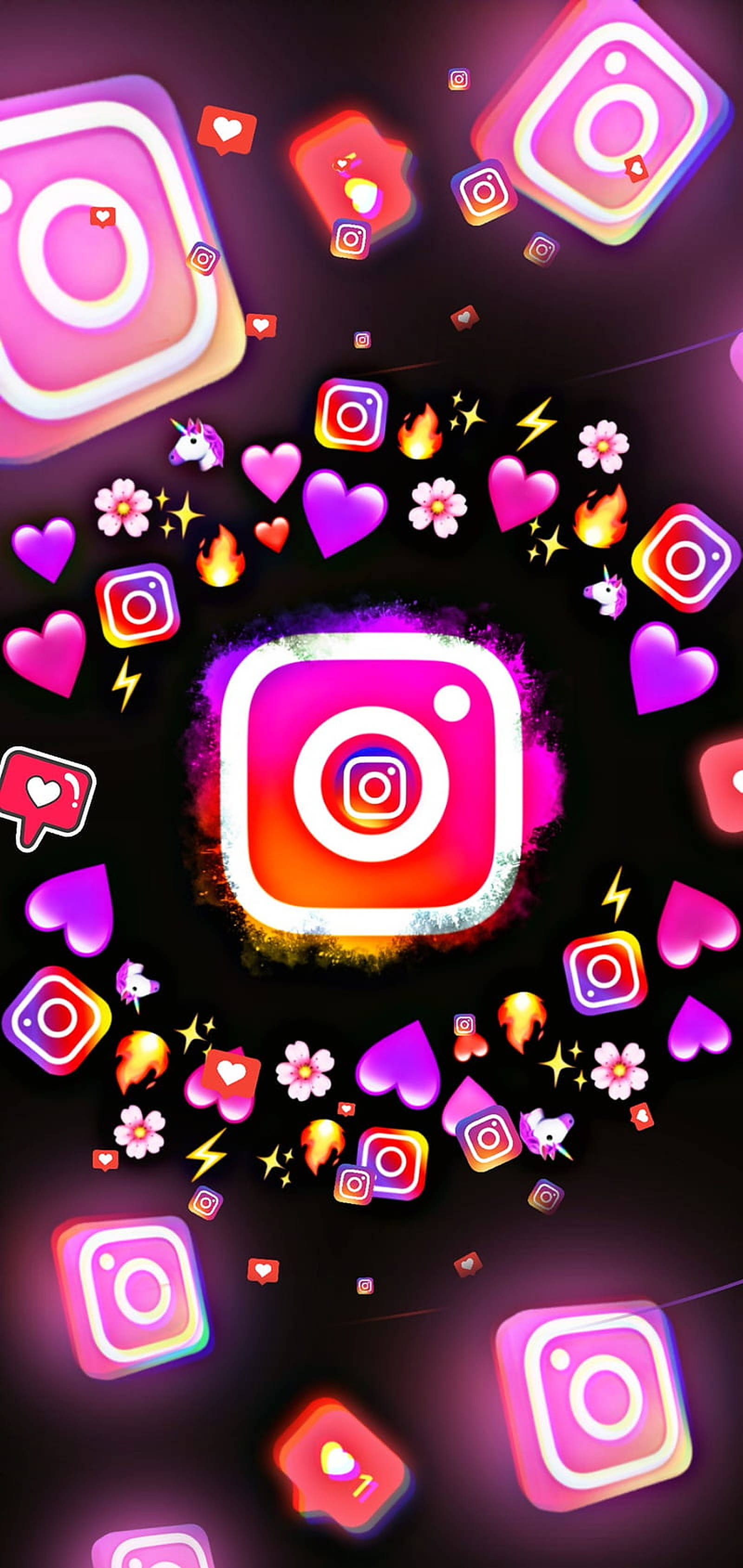 Instagram Simgesi ve Emojiler Duvar Kağıdı