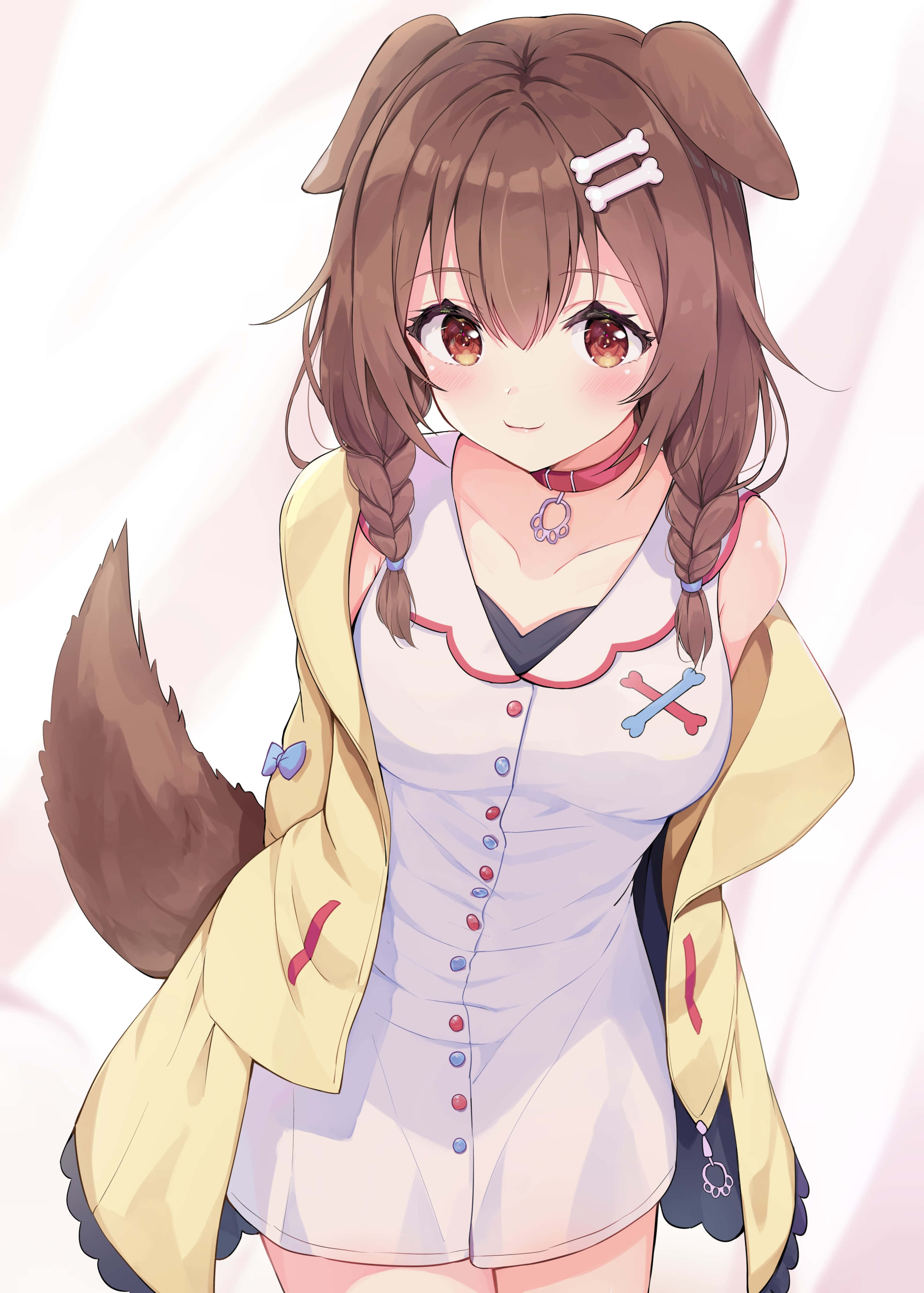 Inugami Korone Ellerini Saklıyor Duvar Kağıdı