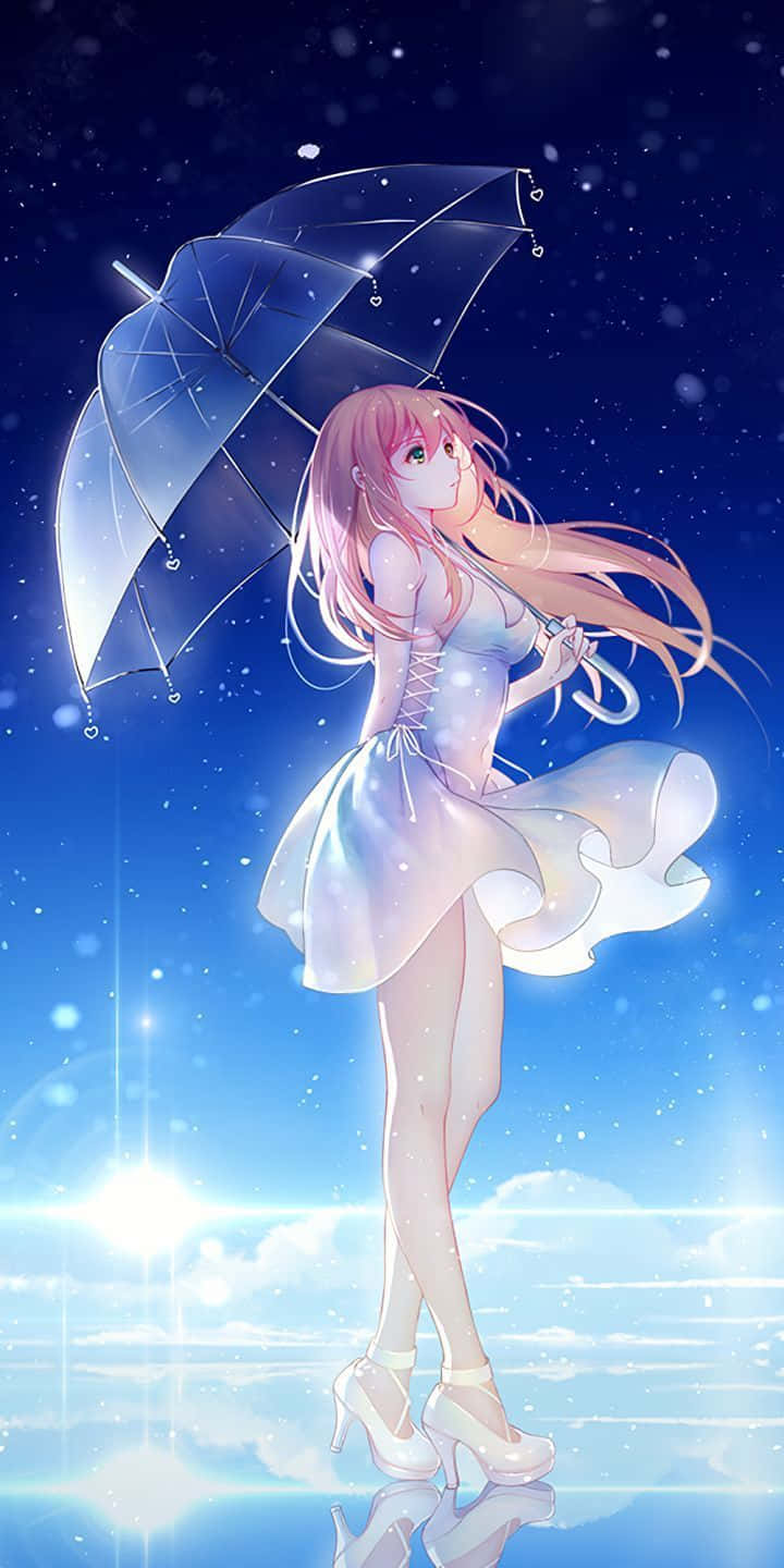 iPhone 12 Anime Kız Şeffaf Şemsiye Duvar Kağıdı