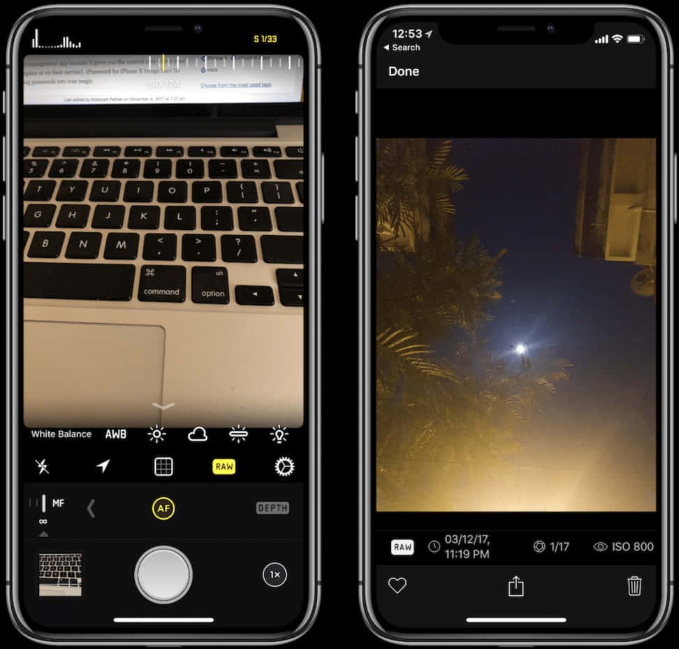 iPhone 12 Kamera Arayüzü Gece Fotoğrafçılığı Duvar Kağıdı