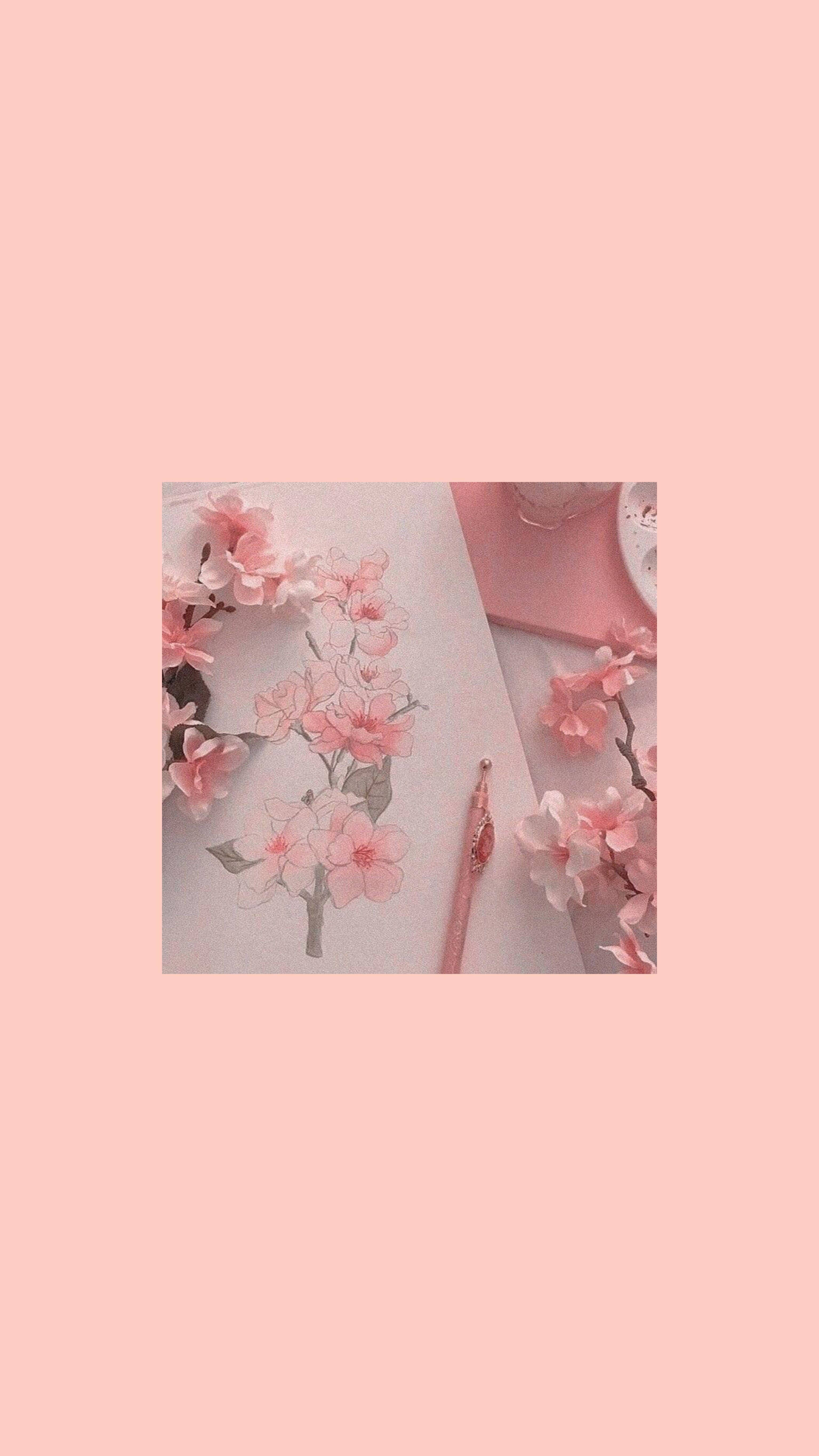 iPhone Pembe Estetik Kırtasiye Duvar Kağıdı