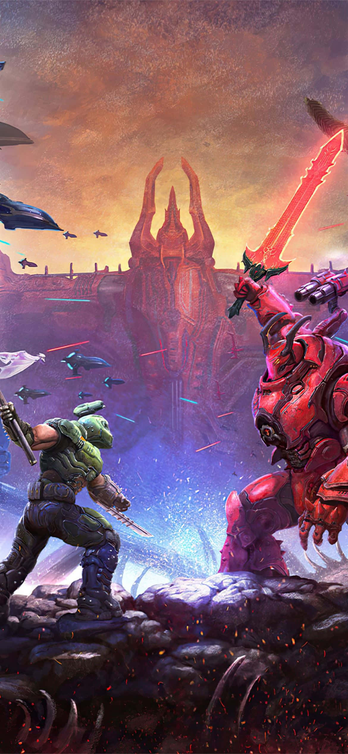 iPhone'unuzda epik Doom Eternal oyununun dünyasında kaybolun. Duvar Kağıdı