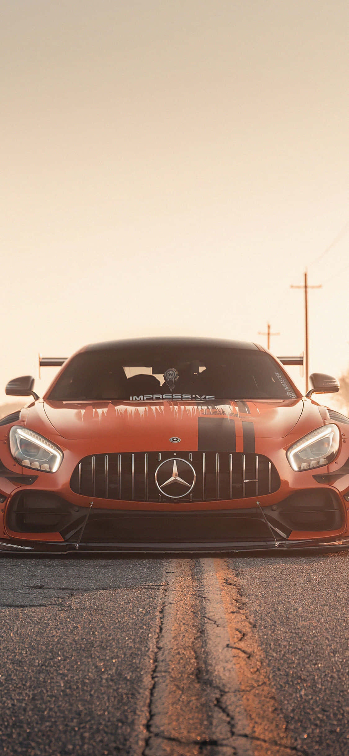 iPhone X AMG GT-R Arka Planı Turuncu Ön AMG GT Duvar Kağıdı