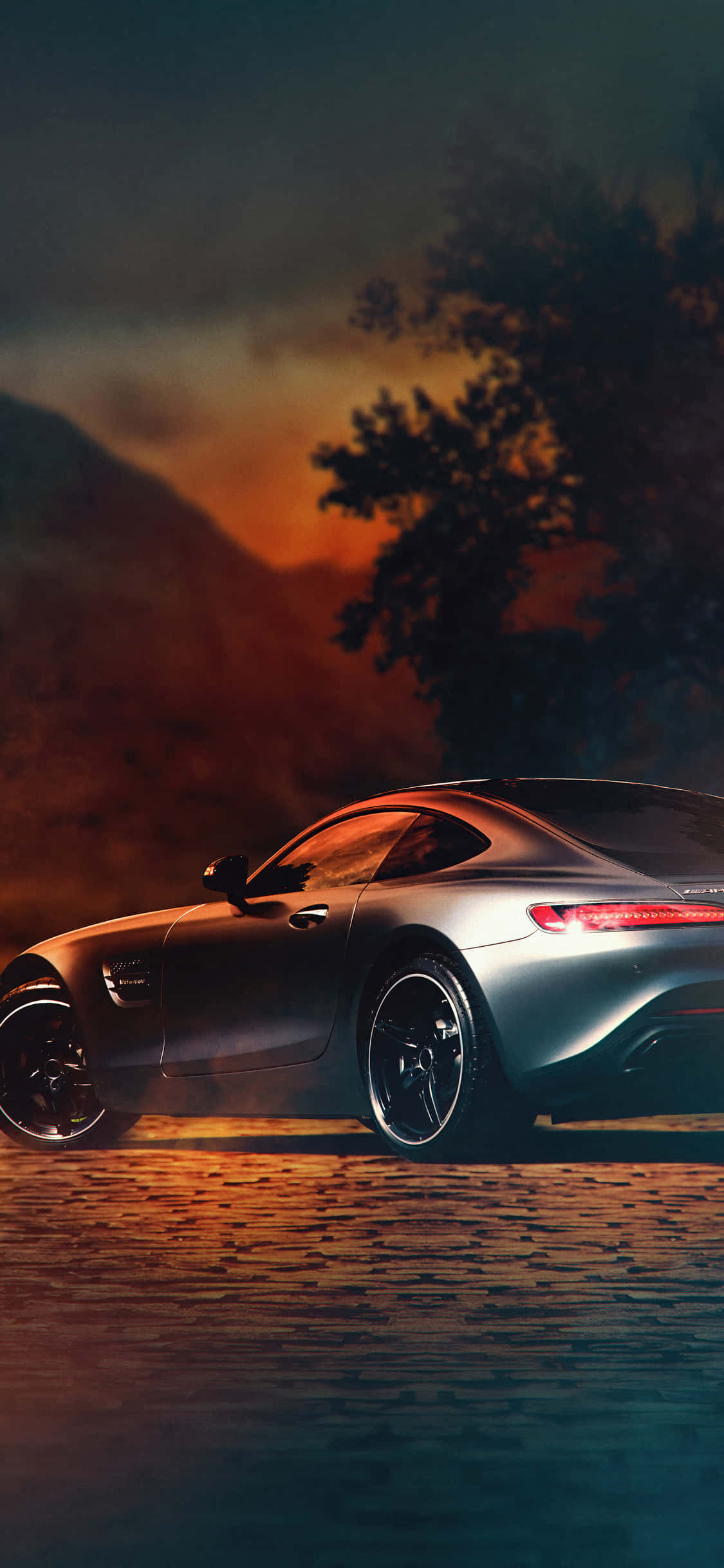 iPhone X AMG GT-R Arka Planı ve Gümüş AMG GT C Duvar Kağıdı