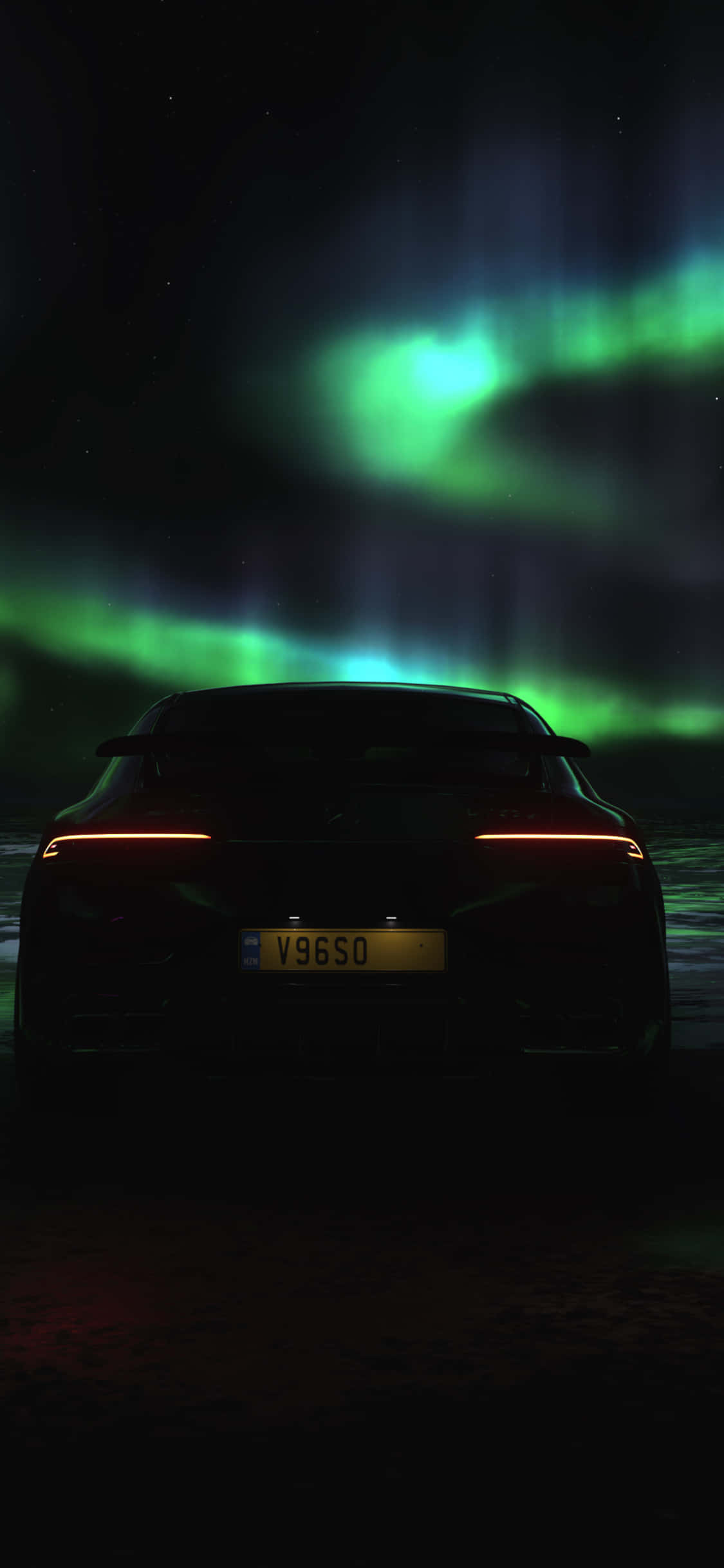 iPhone X AMG GT-R Arka Planı ve Kuzey Işıkları Duvar Kağıdı