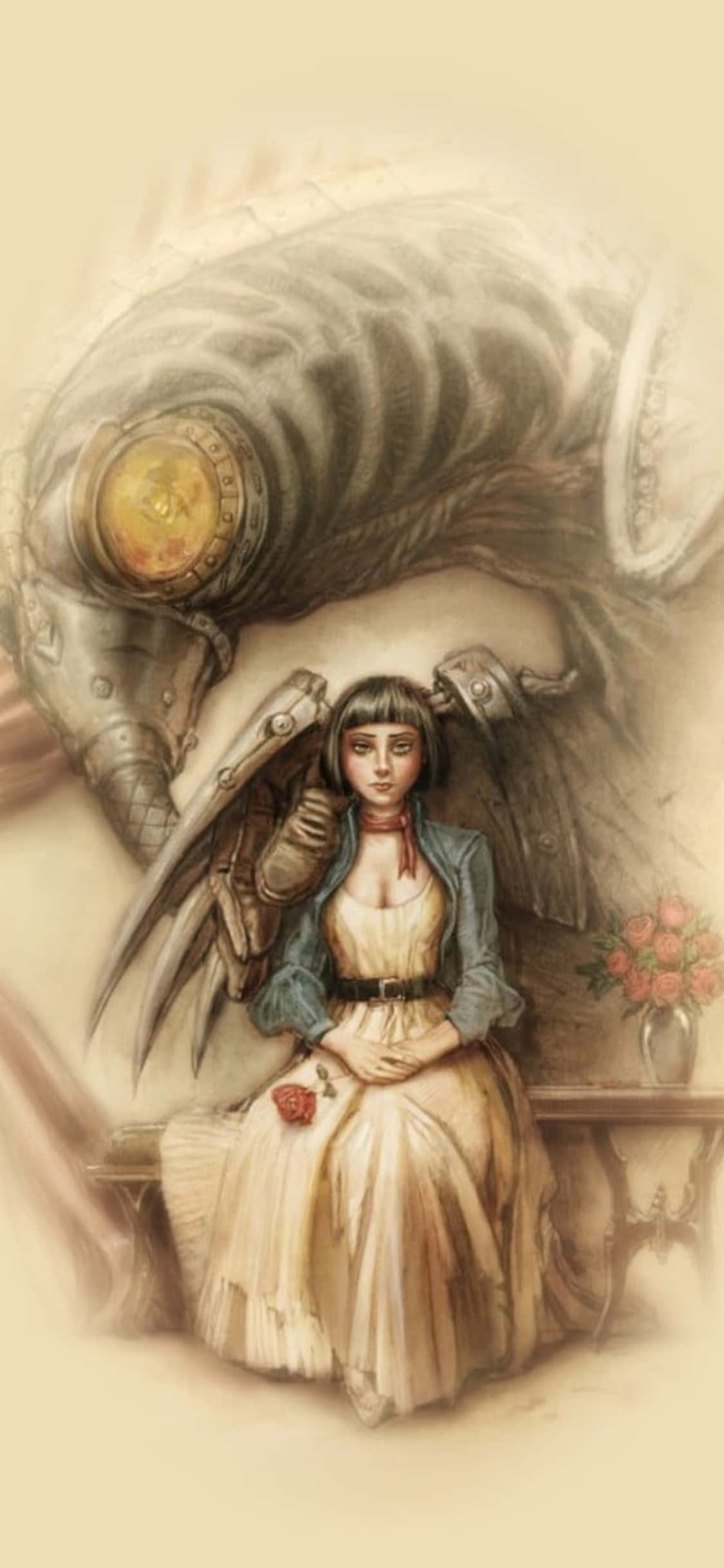 iPhone X Bioshock Infinite Songbird'ün Hayran Sanatı Çizimi Arka Planı Duvar Kağıdı