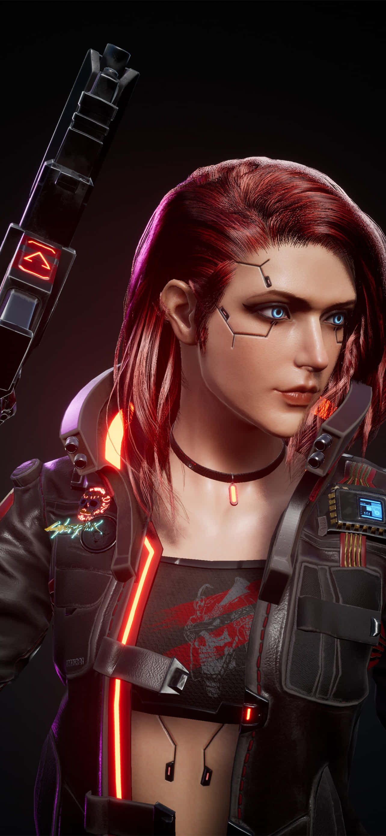iPhone X Cyberpunk 2077 Kırmızı Saçlı Özel Karakter Arka Planı Duvar Kağıdı