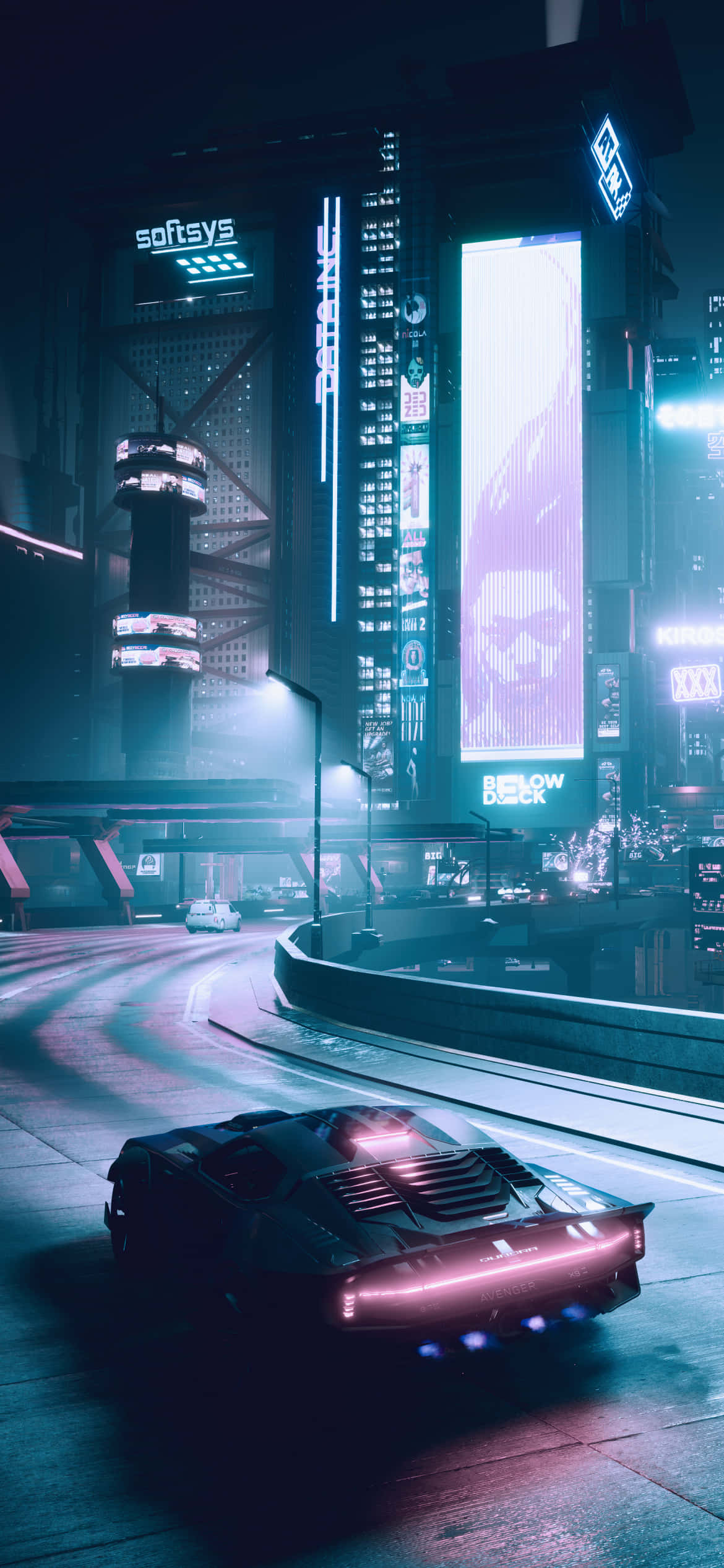 iPhone X Cyberpunk 2077 Arkaplanı Araba Sürüyor Duvar Kağıdı