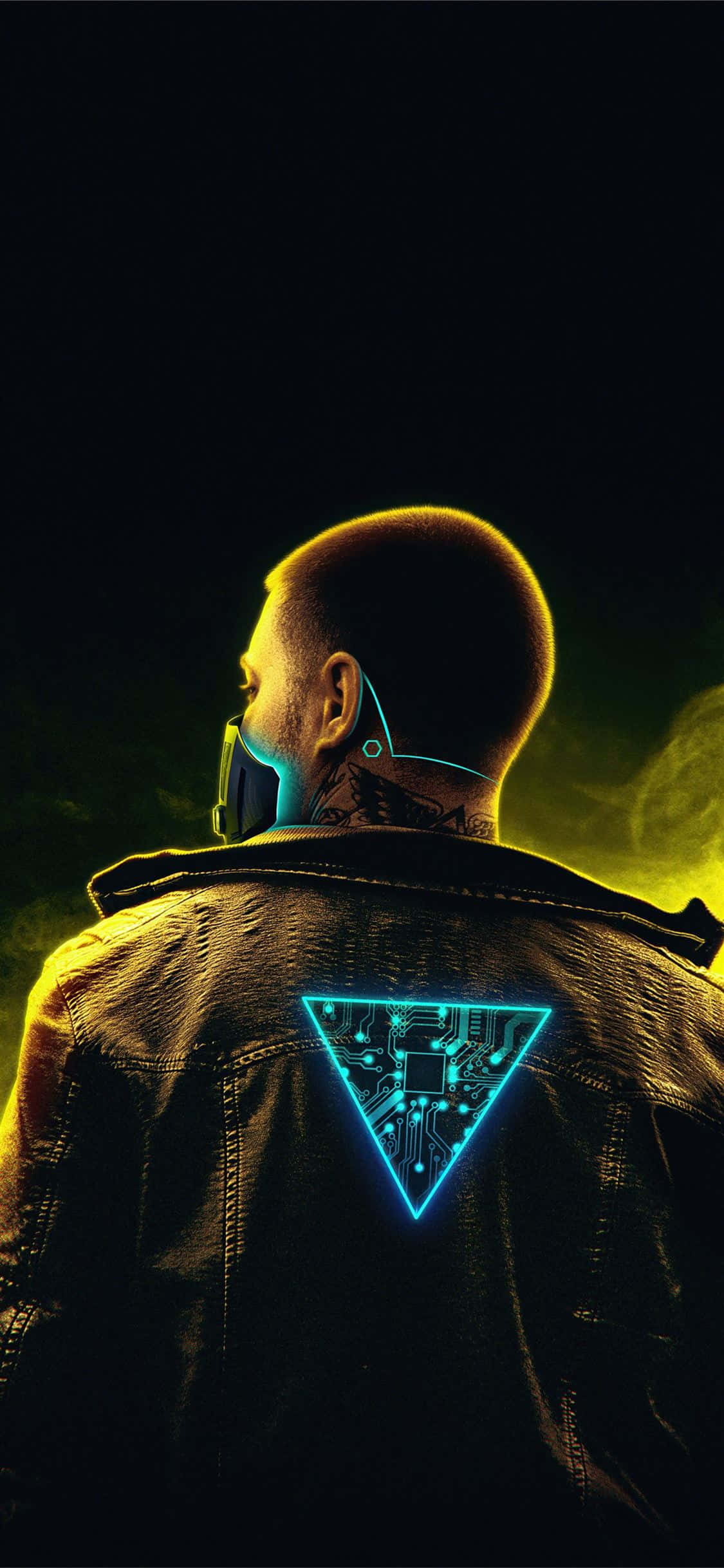 iPhone X Cyberpunk 2077 Arkaplanı Sborg Adam Üçgen Işık Duvar Kağıdı