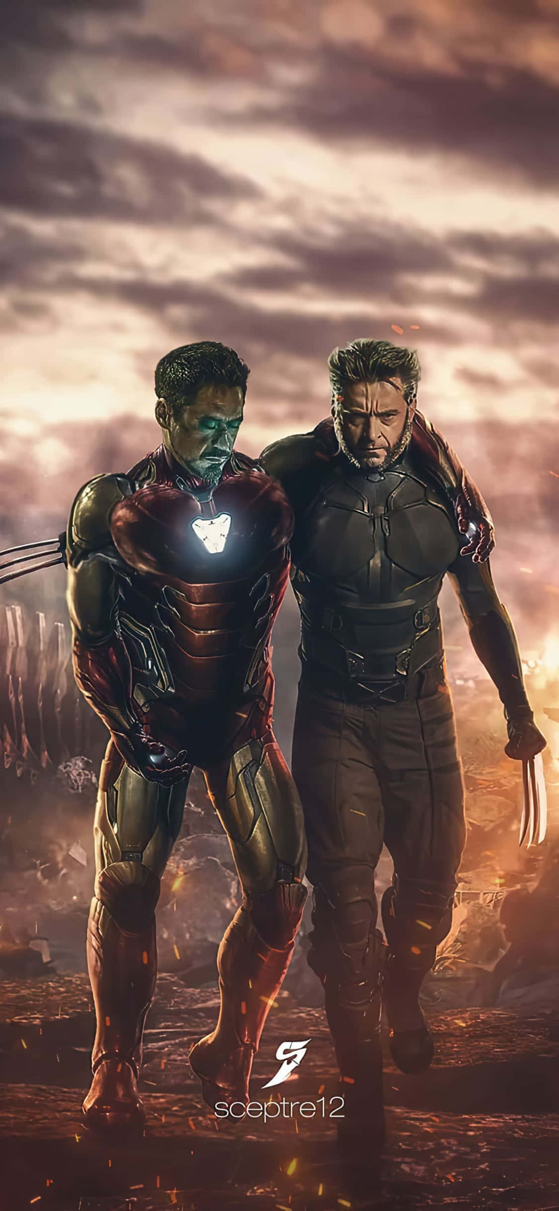 iPhone X Demir Adam Arkaplanı Demir Adam ve Wolverine Duvar Kağıdı
