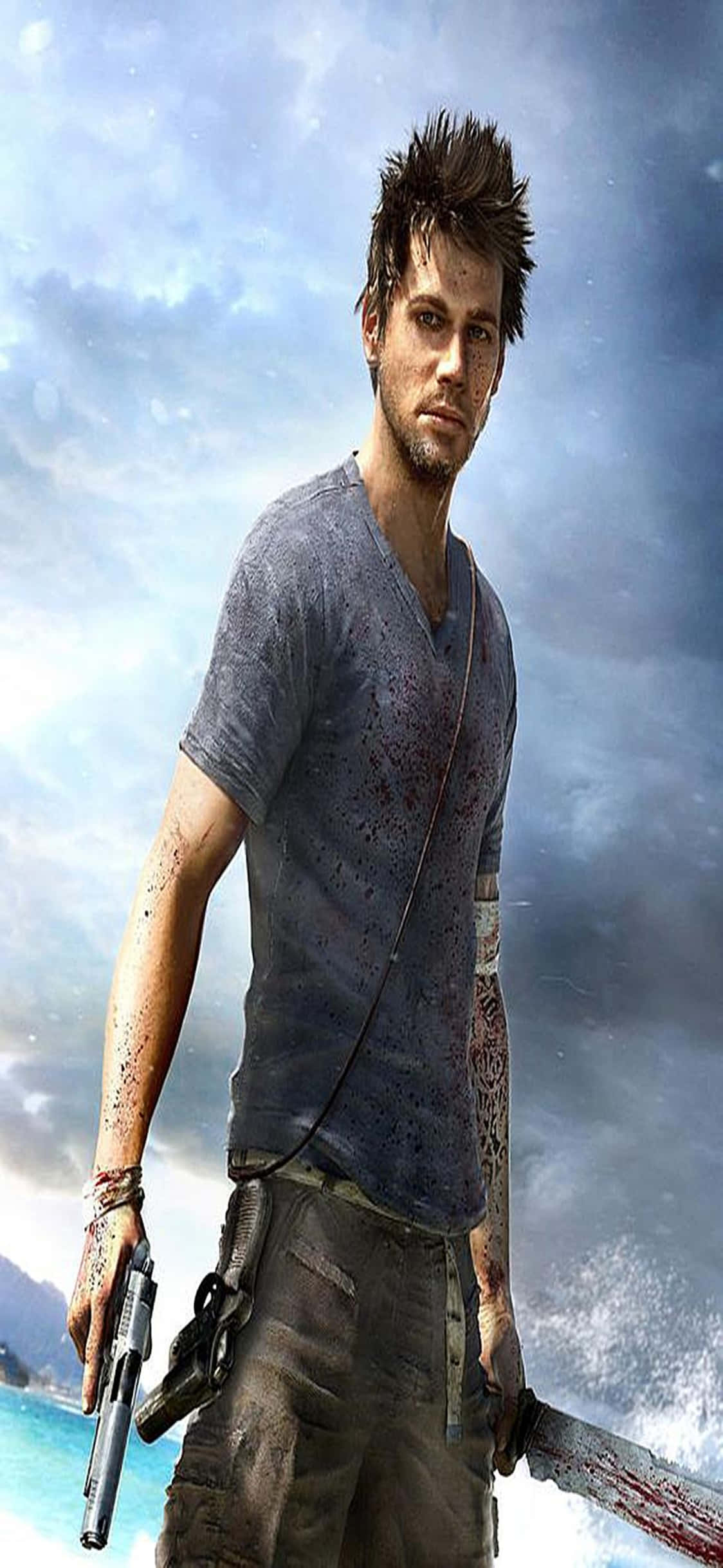 iPhone X Far Cry 3 Jason Brody Palalı Arka Plan Duvar Kağıdı
