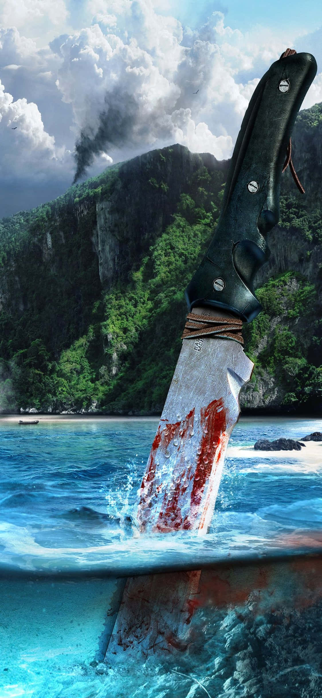 iPhone X Far Cry 3 Kanlı Bıçak Arka Planı Duvar Kağıdı