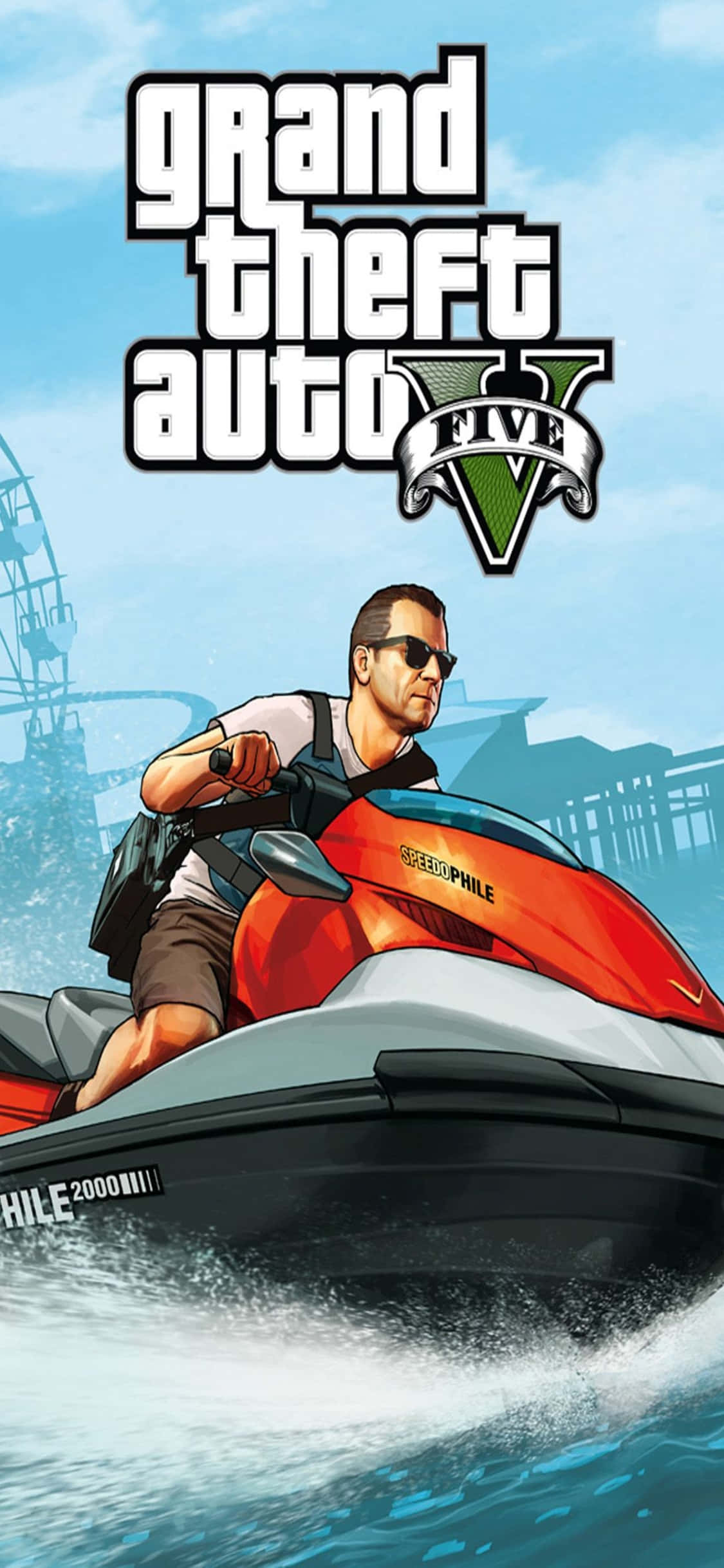iPhone X Grand Theft Auto V Arka Planı ve Deniz Scooterı Duvar Kağıdı