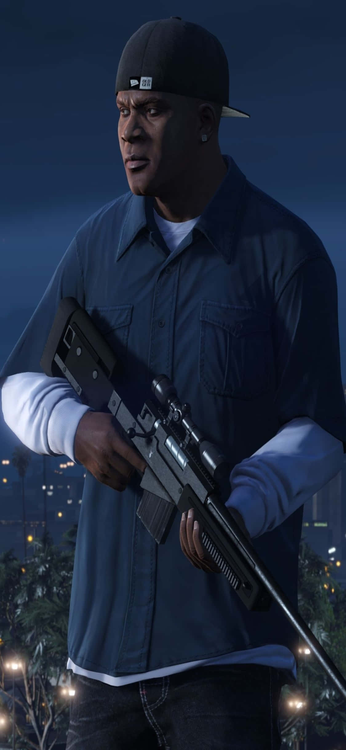 iPhone X Grand Theft Auto V Arka Planı Franklin ve Silah Duvar Kağıdı
