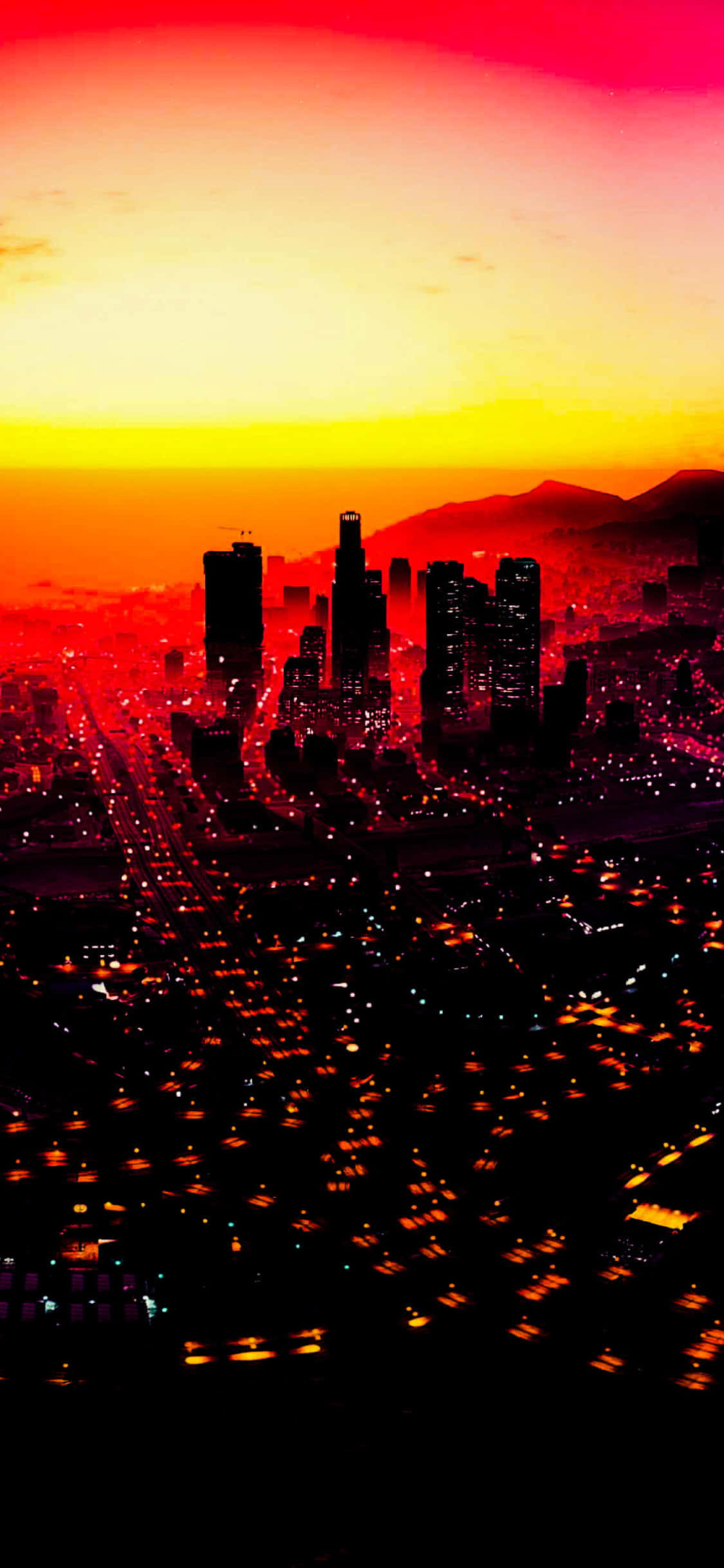 iPhone X Grand Theft Auto V Arka Planı Kırmızı Gün Batımı Duvar Kağıdı