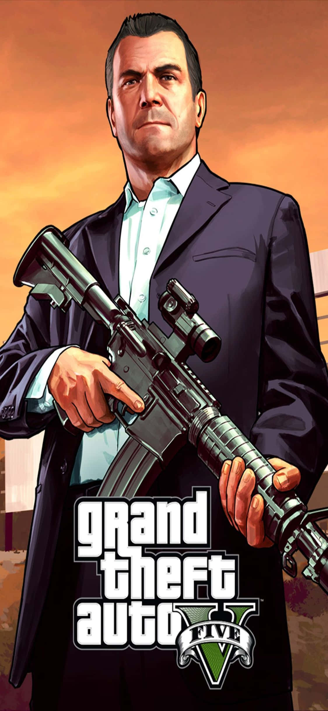 iPhone X Grand Theft Auto V Arka Planı Silah ve Michael Duvar Kağıdı
