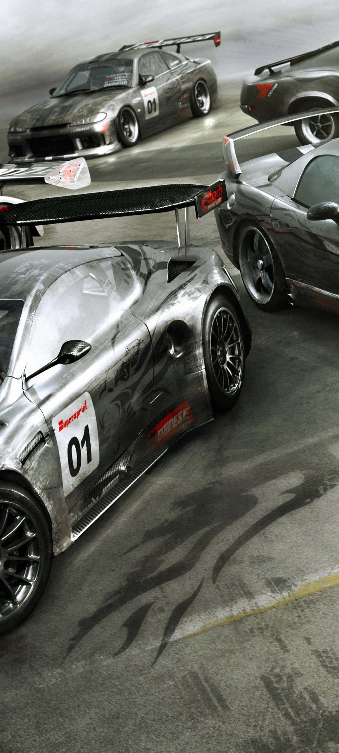 iPhone X Grid Autosport Arka Plan Sürüklenme Dumanı Duvar Kağıdı