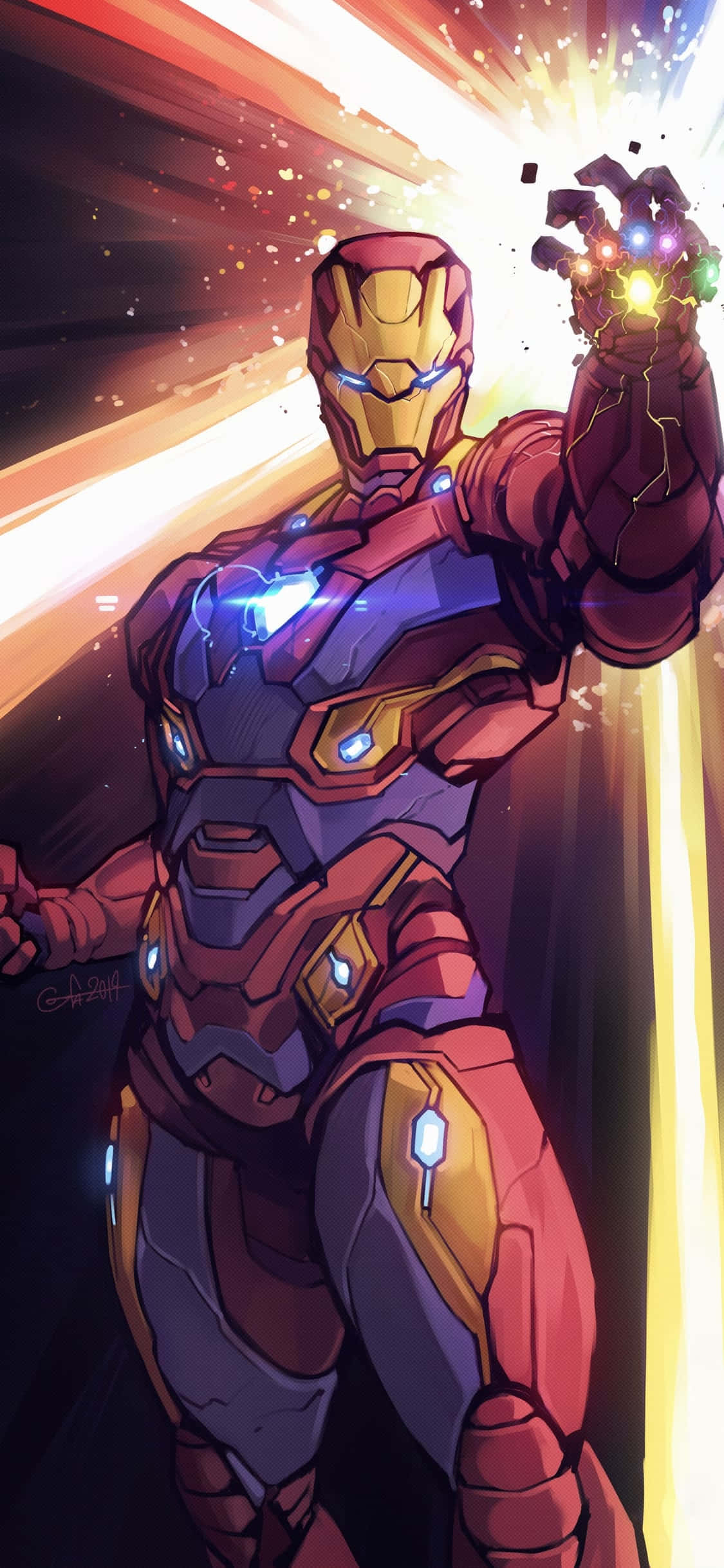 iPhone X Iron Man Arka Planı Sonsuzluk Taşlarıyla Iron Man Duvar Kağıdı