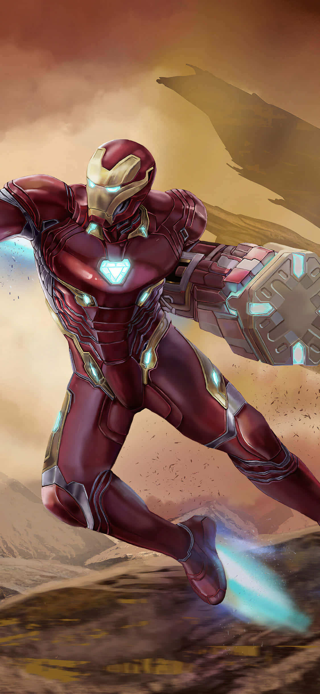 iPhone X Iron Man Arkaplanı Çekiç Kollu Iron Man Duvar Kağıdı