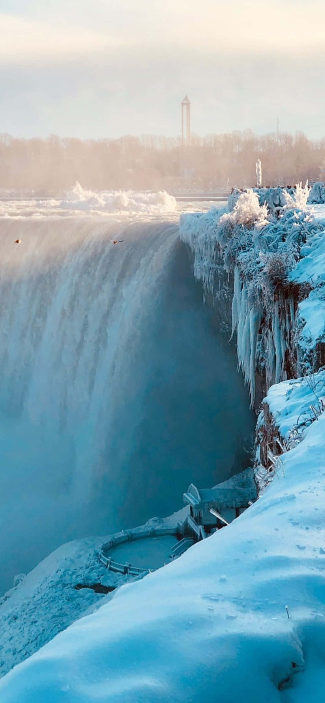 iPhone X Niagara Şelalesi Kış Sezonu Arka Planı Duvar Kağıdı