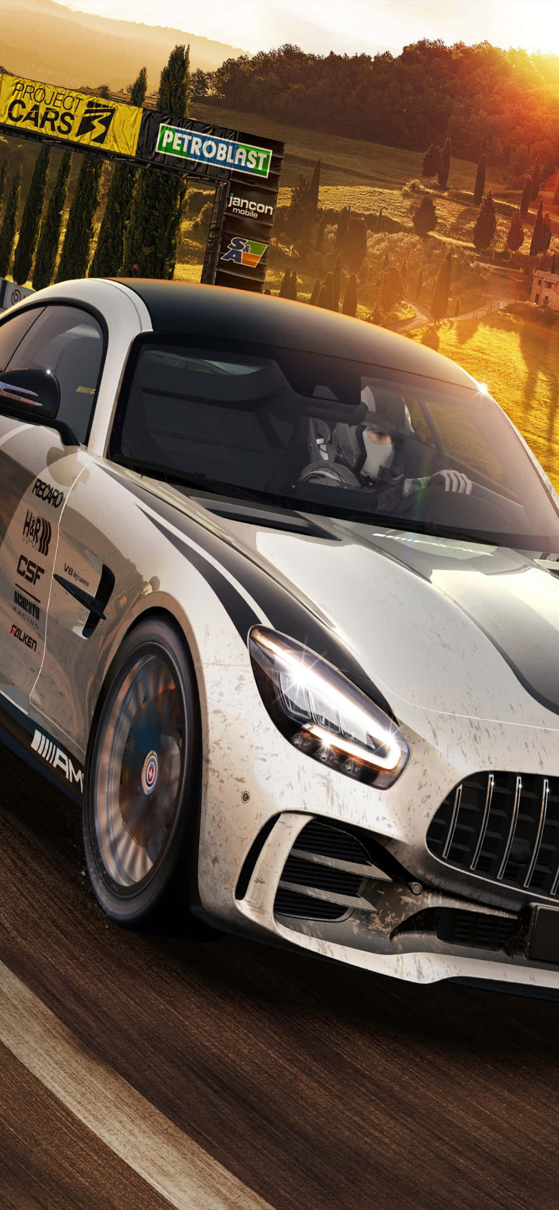 iPhone X Project Cars Arka Planı Açık Gri Mercedes AMG GT Duvar Kağıdı