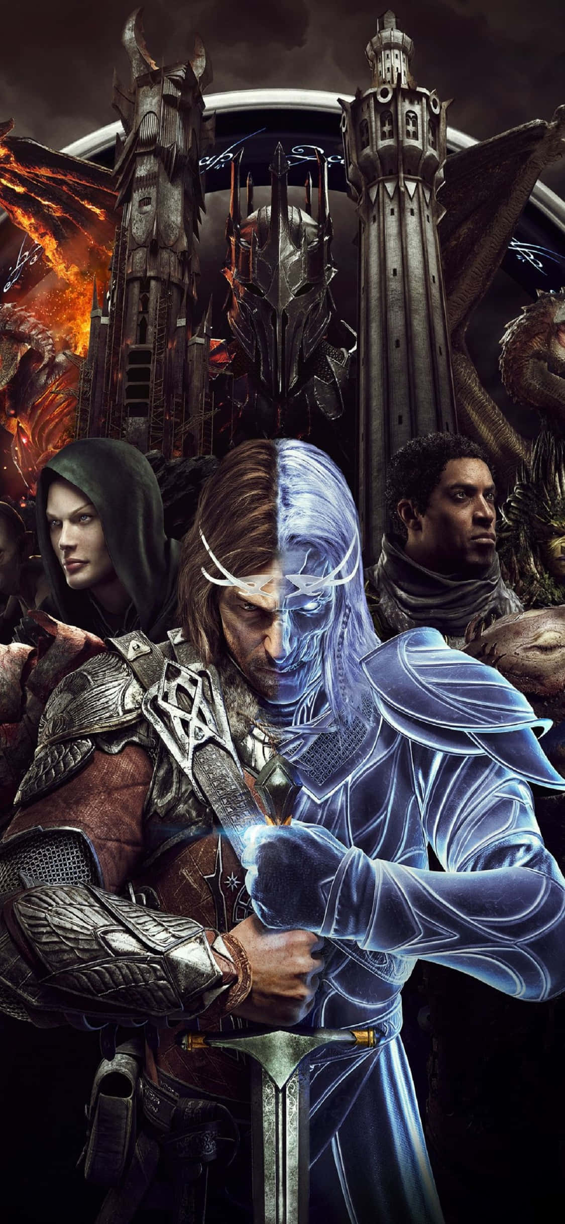 iPhone X Shadow Of Mordor Arka Planındaki Karakterler Duvar Kağıdı