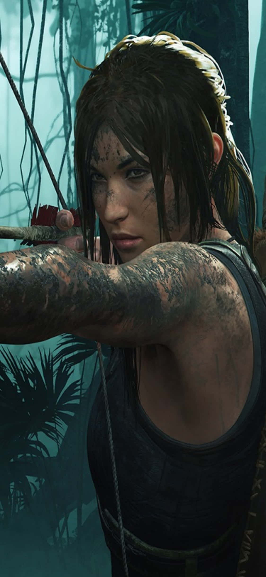 iPhone X Shadow of the Tomb Raider maceranızda zirveye tırmanın. Duvar Kağıdı