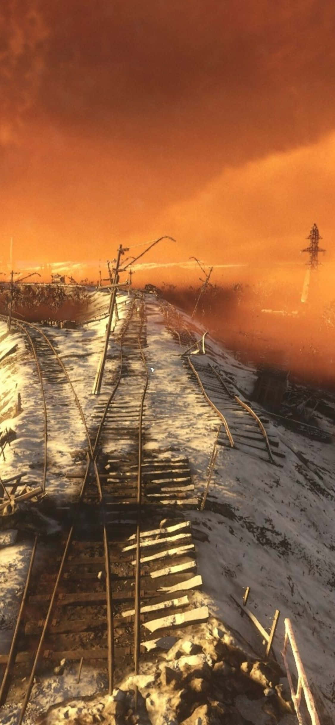 iPhone X'te Metro Exodus'ta kıyamet sonrası Moskova'nın sert manzaralarını keşfedin. Duvar Kağıdı