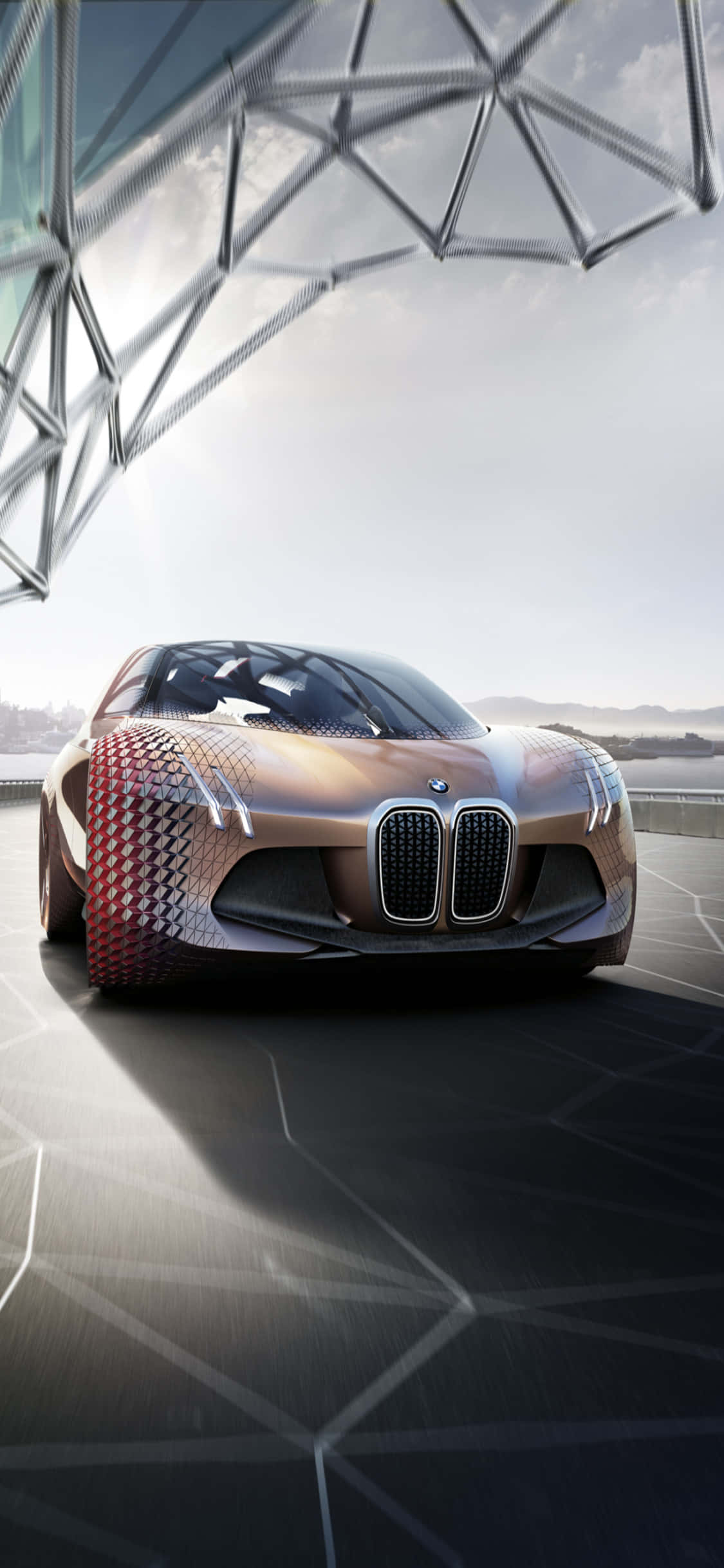 iPhone X ve arkadaki BMW, lüks ve lüks yaşamın mükemmel bir örneği olarak duruyor. Duvar Kağıdı