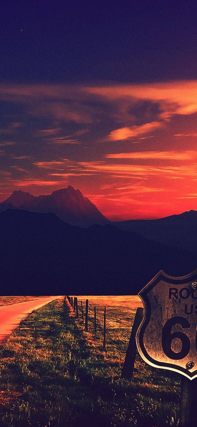 iPhone XR'ınızla Güzel Route 66 Gün Batımının Her Anının Keyfini Çıkarın Duvar Kağıdı