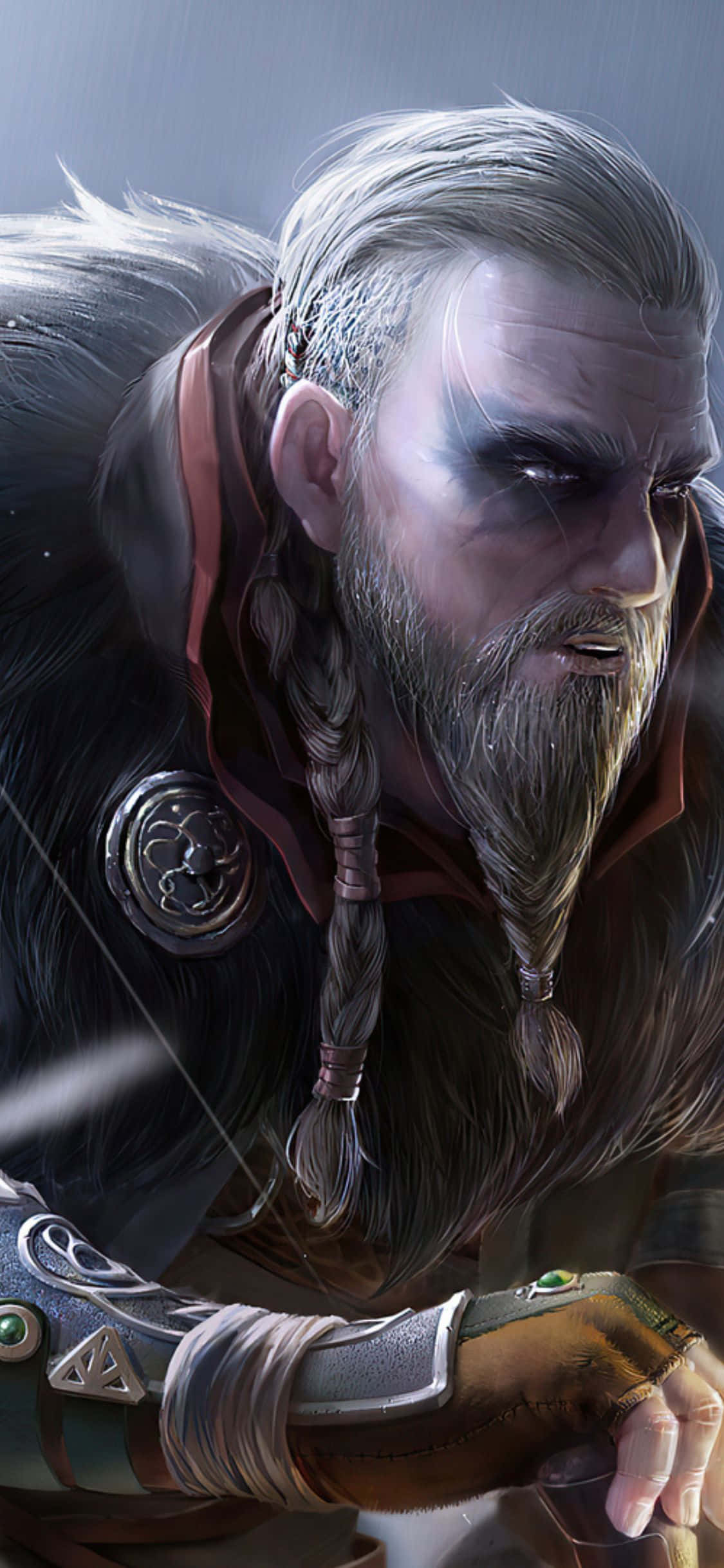 iPhone XS Assassin's Creed Valhalla Eivor'un Hayran Sanatı Çizimi Arka Plan Duvar Kağıdı