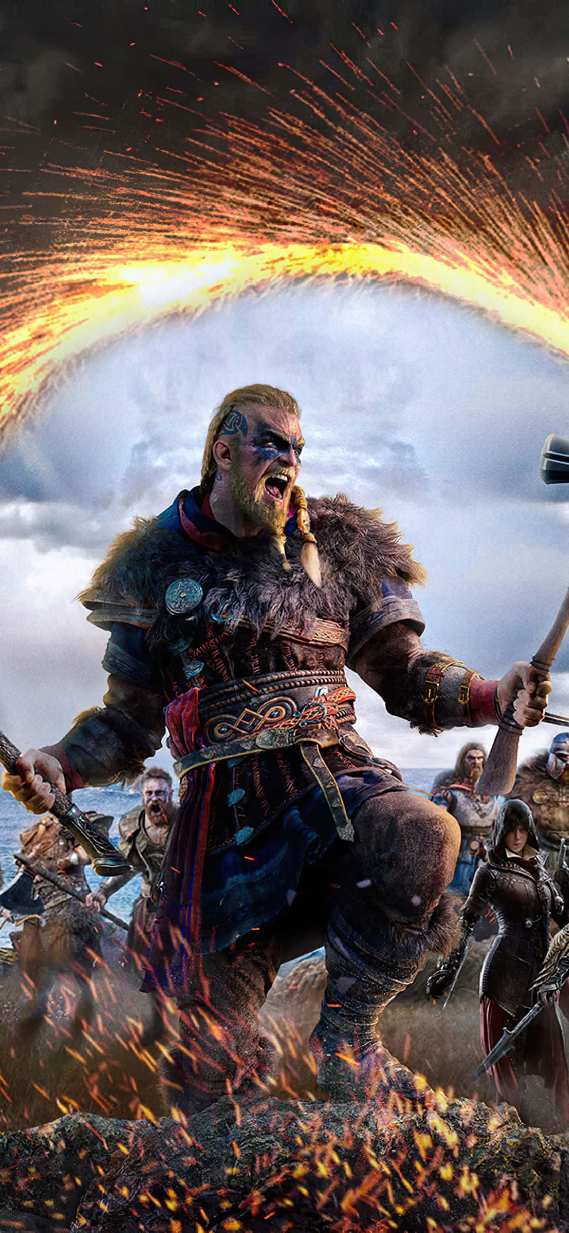 iPhone XS Assassin's Creed Valhalla Eivor Çağrılırken Arka Plan Duvar Kağıdı