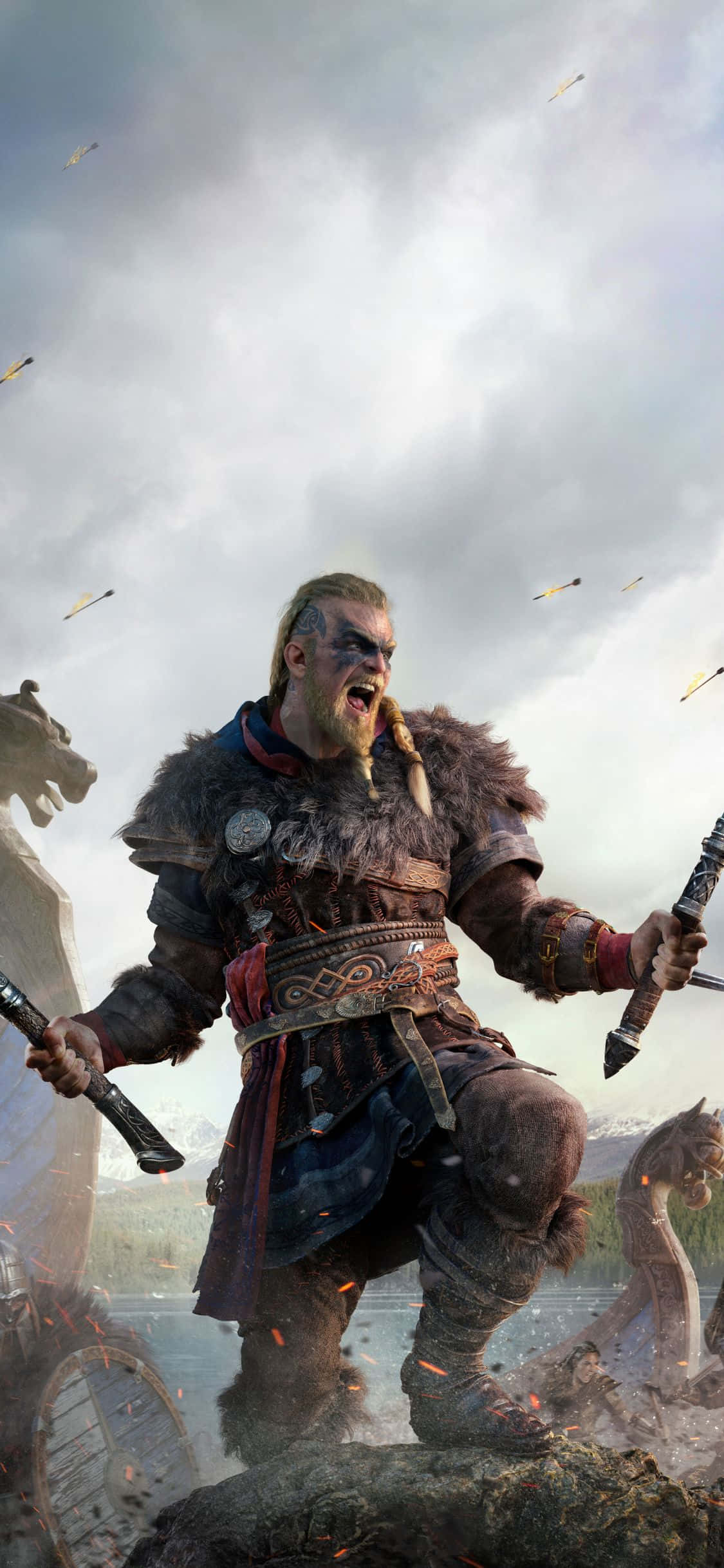 iPhone Xs Assassin's Creed Valhalla Bağıran Eivor Arka Plan Duvar Kağıdı