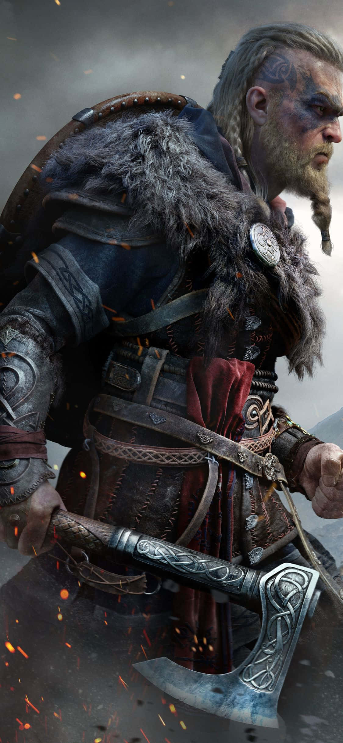 iPhone Xs Assassin's Creed Valhalla Savaşa Hazır Eivor Arka Planı Duvar Kağıdı