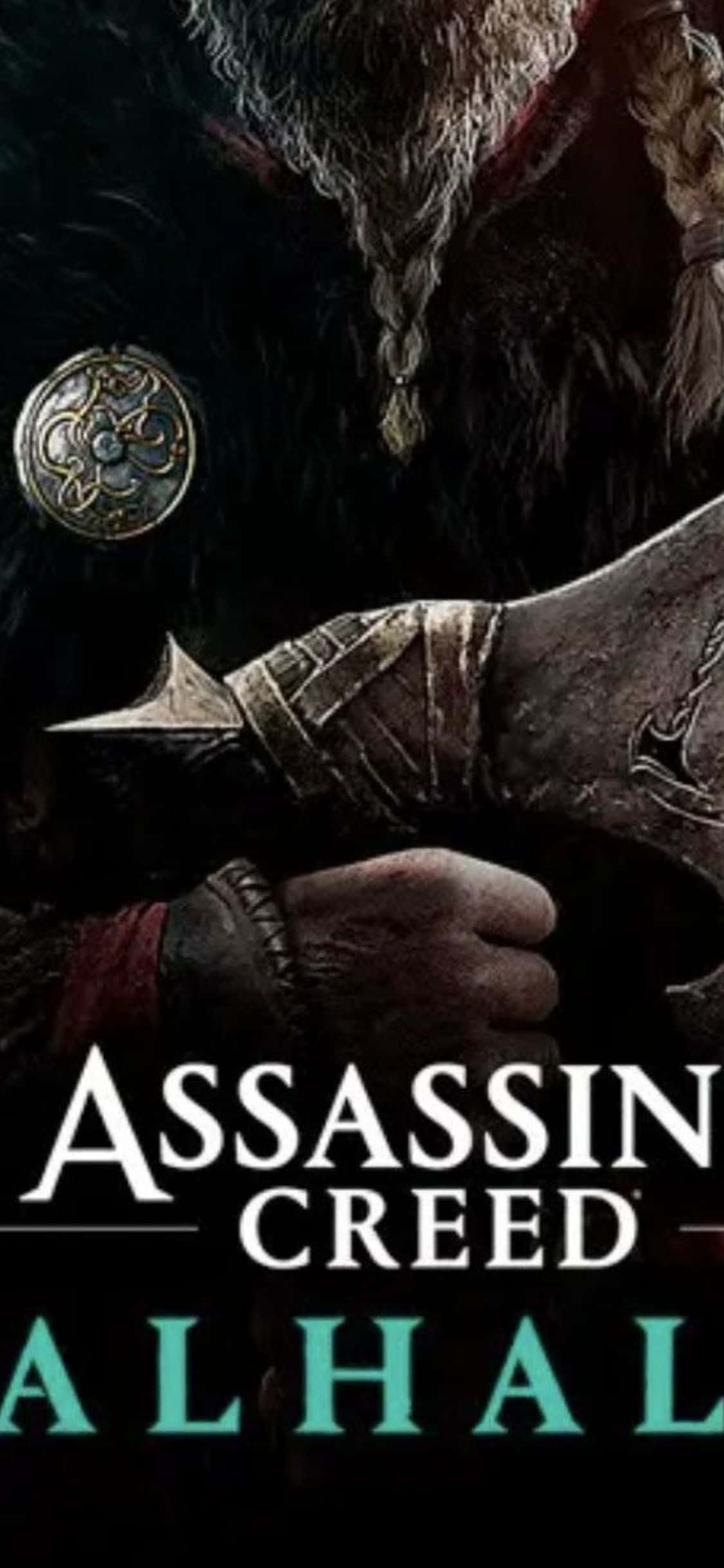 iPhone XS Assassin's Creed Valhalla Oyun Başlığı Posteri Arka Planı Duvar Kağıdı