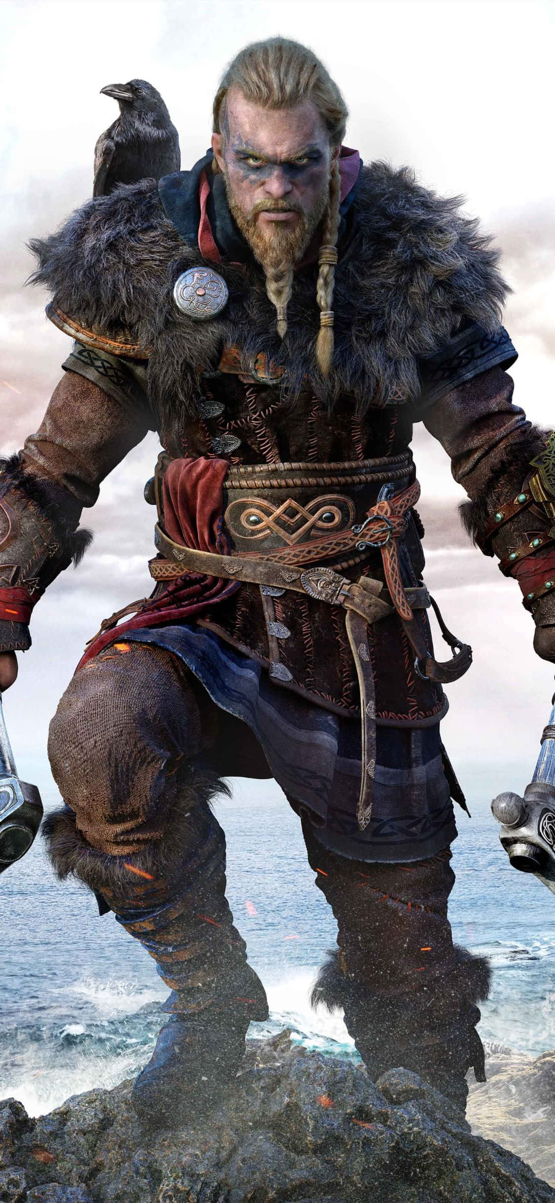 iPhone XS Assassin's Creed Valhalla Tepedeki Eivor Arka Plan Duvar Kağıdı