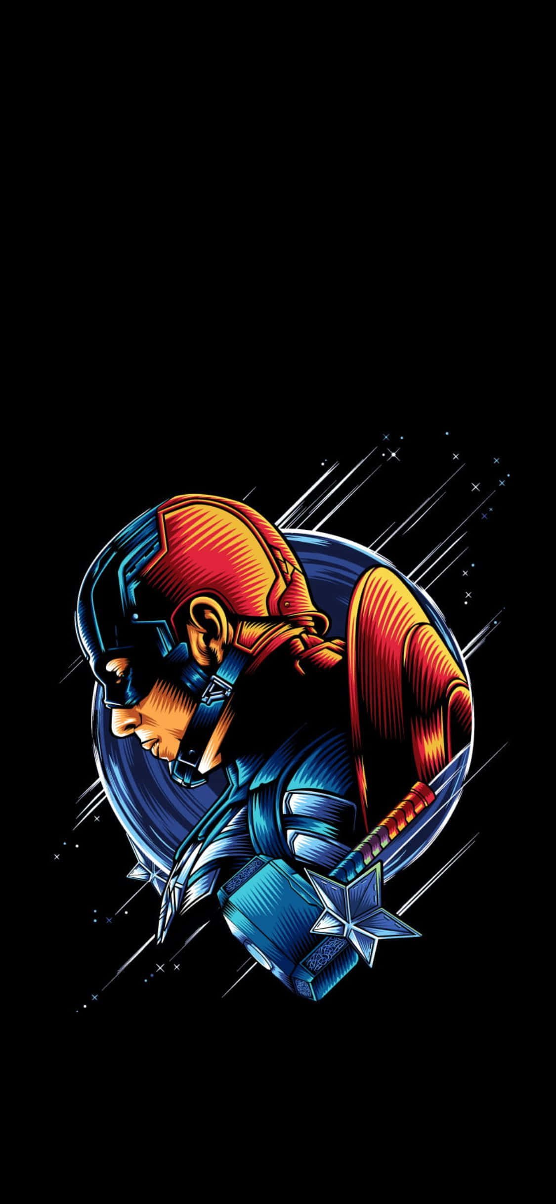 iPhone XS Avengers Arka Planı Kaptan Amerika Dijital Sanat Duvar Kağıdı