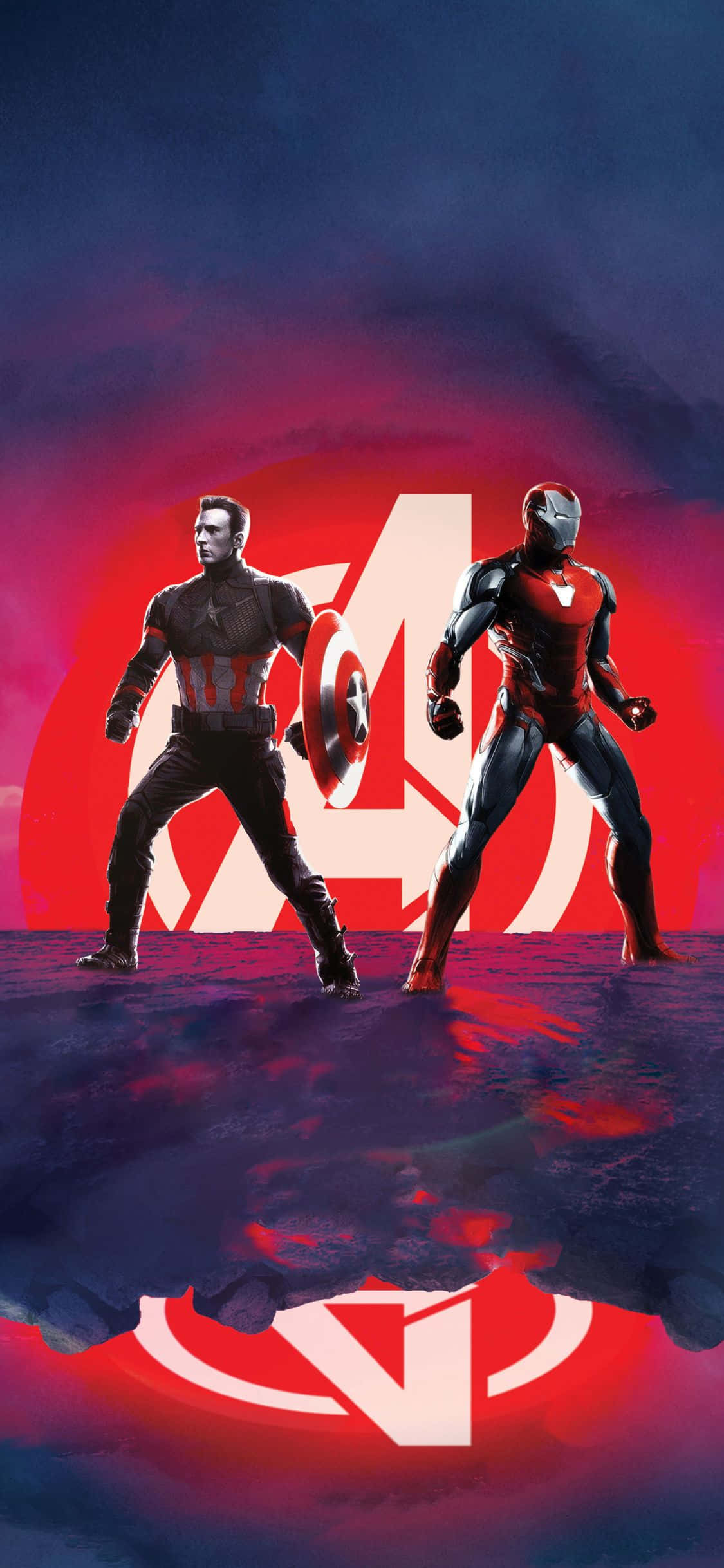 iPhone XS Avengers Duvar Kağıdı Demir Adam ve Kaptan Amerika Duvar Kağıdı
