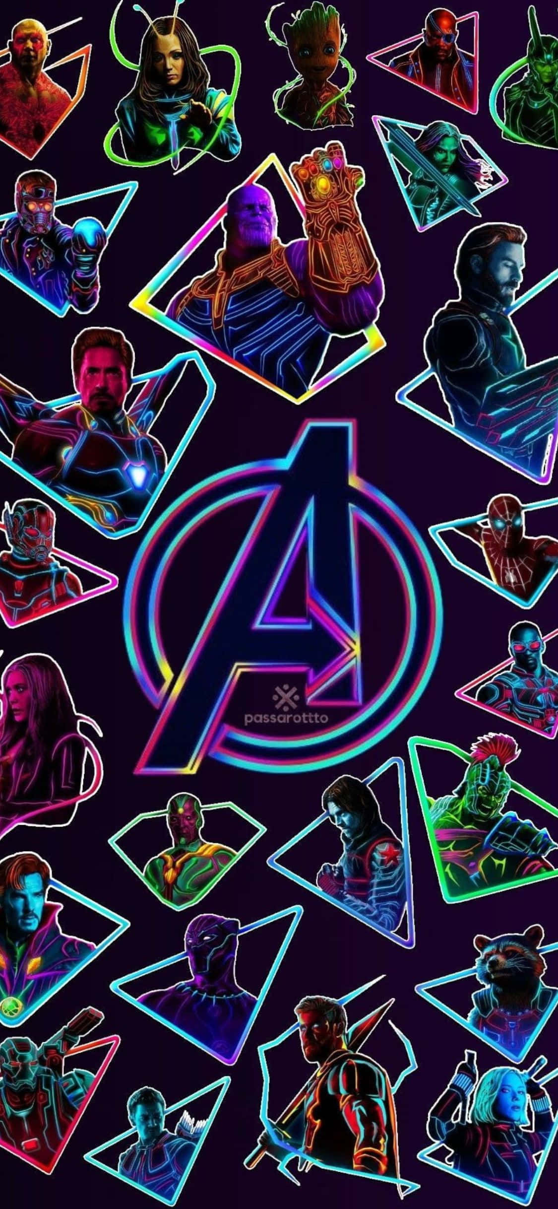 iPhone XS Avengers Duvar Kağıdı Neon Sanat Duvar Kağıdı