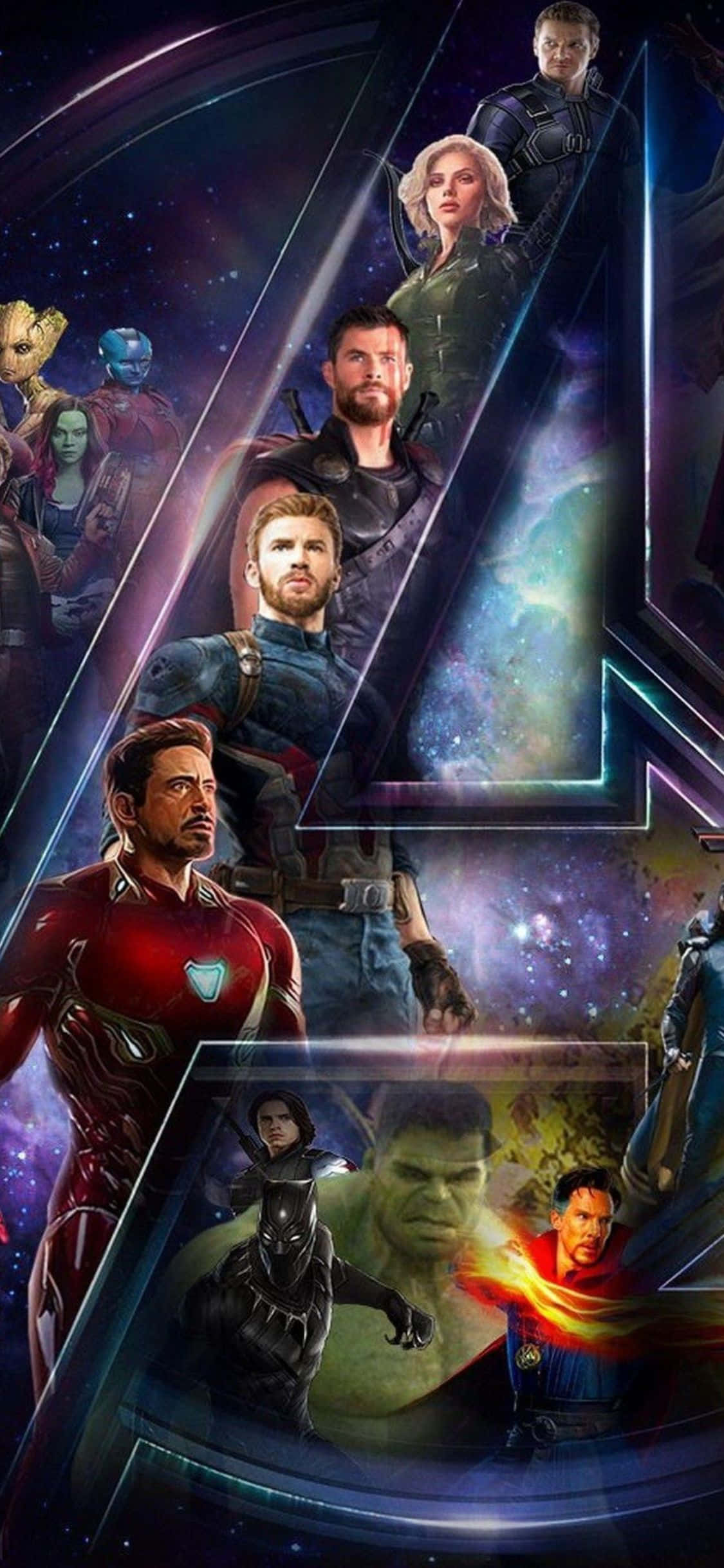 iPhone XS Avengers Logolu Marvel Kahramanları Duvar Kağıdı