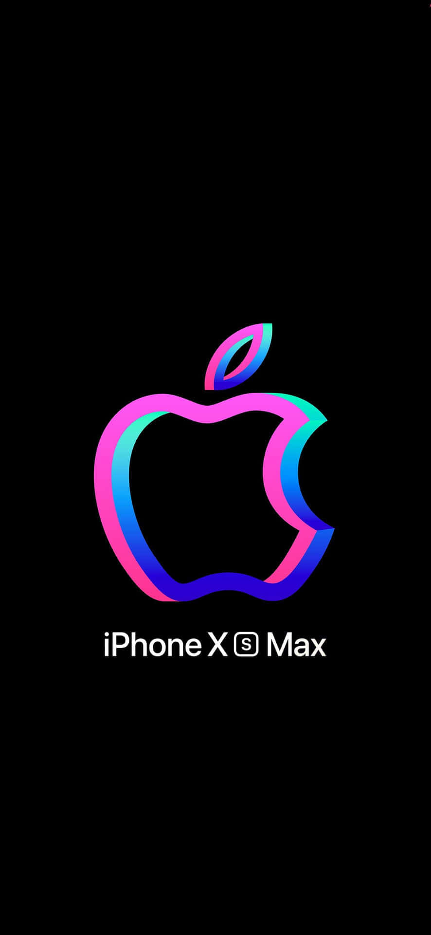 iPhone Xs Max Apple Neon Pembe Mavi Arka Plan Duvar Kağıdı