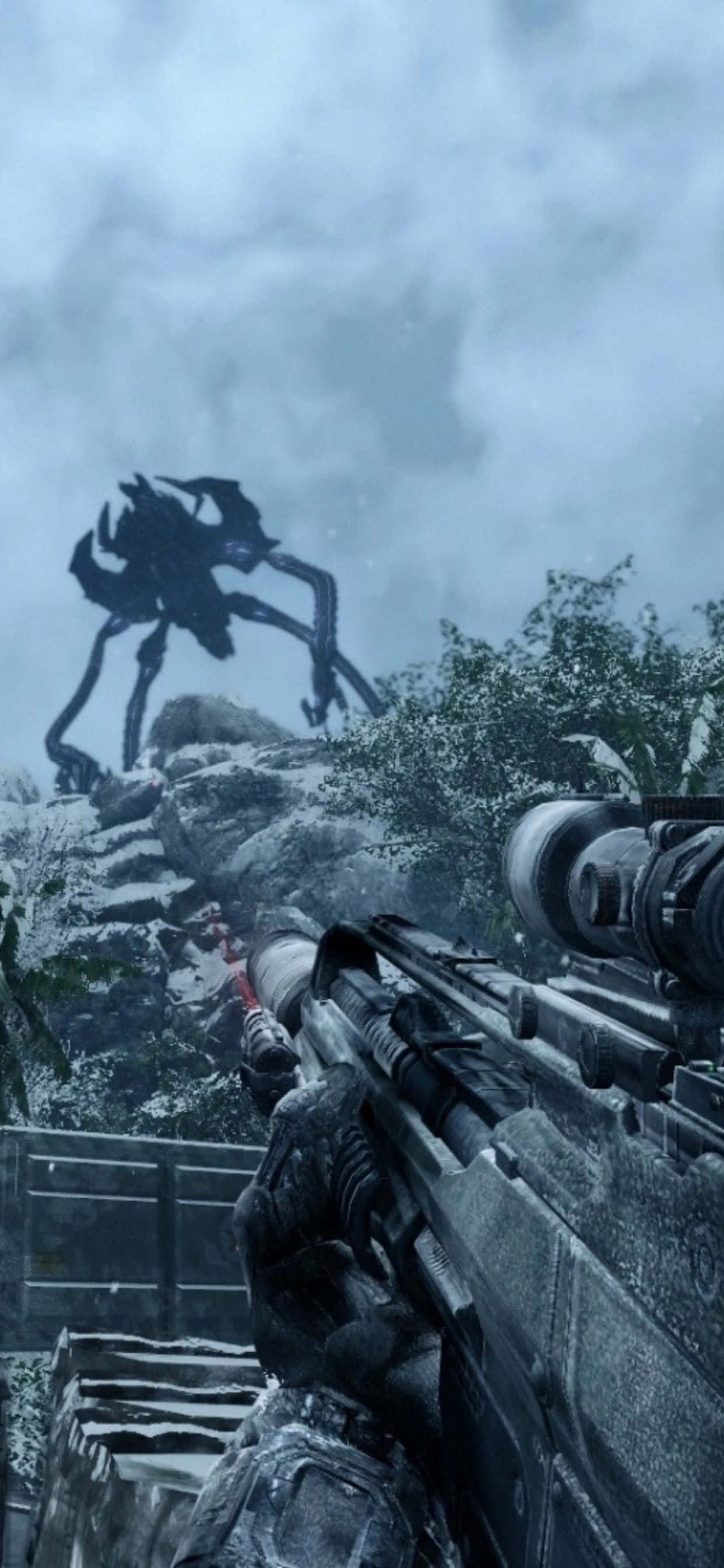 "iPhone Xs Max Crysis Warhead'de efsanevi güç ve görsellerle savaş alanına hükmedin." Duvar Kağıdı